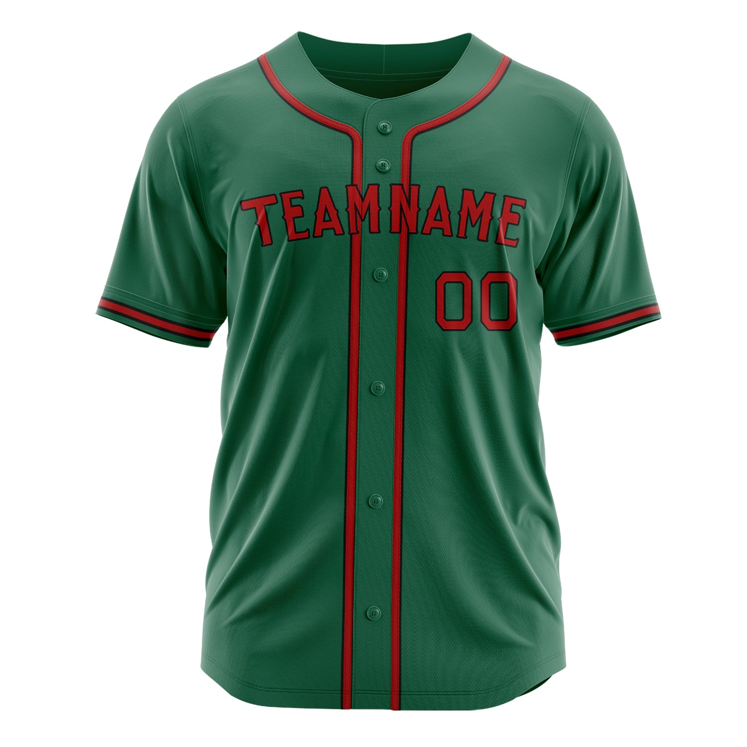 Custom Professional Kelly Green Red Baseball Jersey