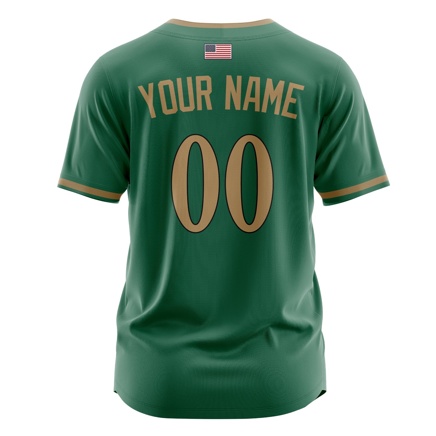 Custom Professional Kelly Green Old Gold Baseball Jersey