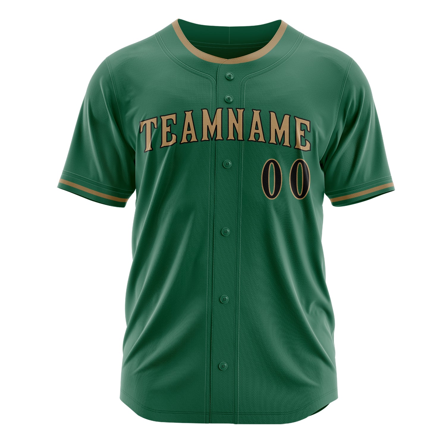 Custom Professional Kelly Green Old Gold Baseball Jersey