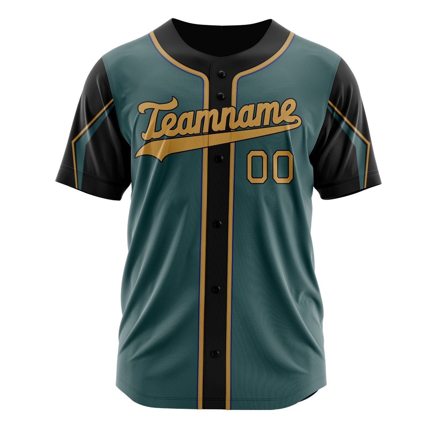 Benutzerdefiniertes Professionelles Mitternachtsgrün Altgold Baseballtrikot
