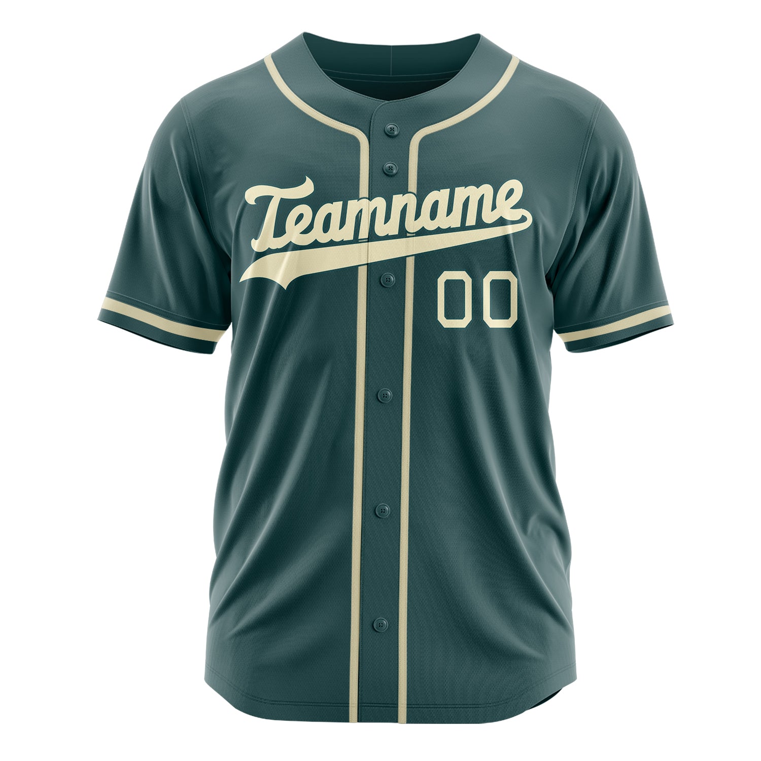 Custom Professional Midnight Green Cream Baseball Jersey