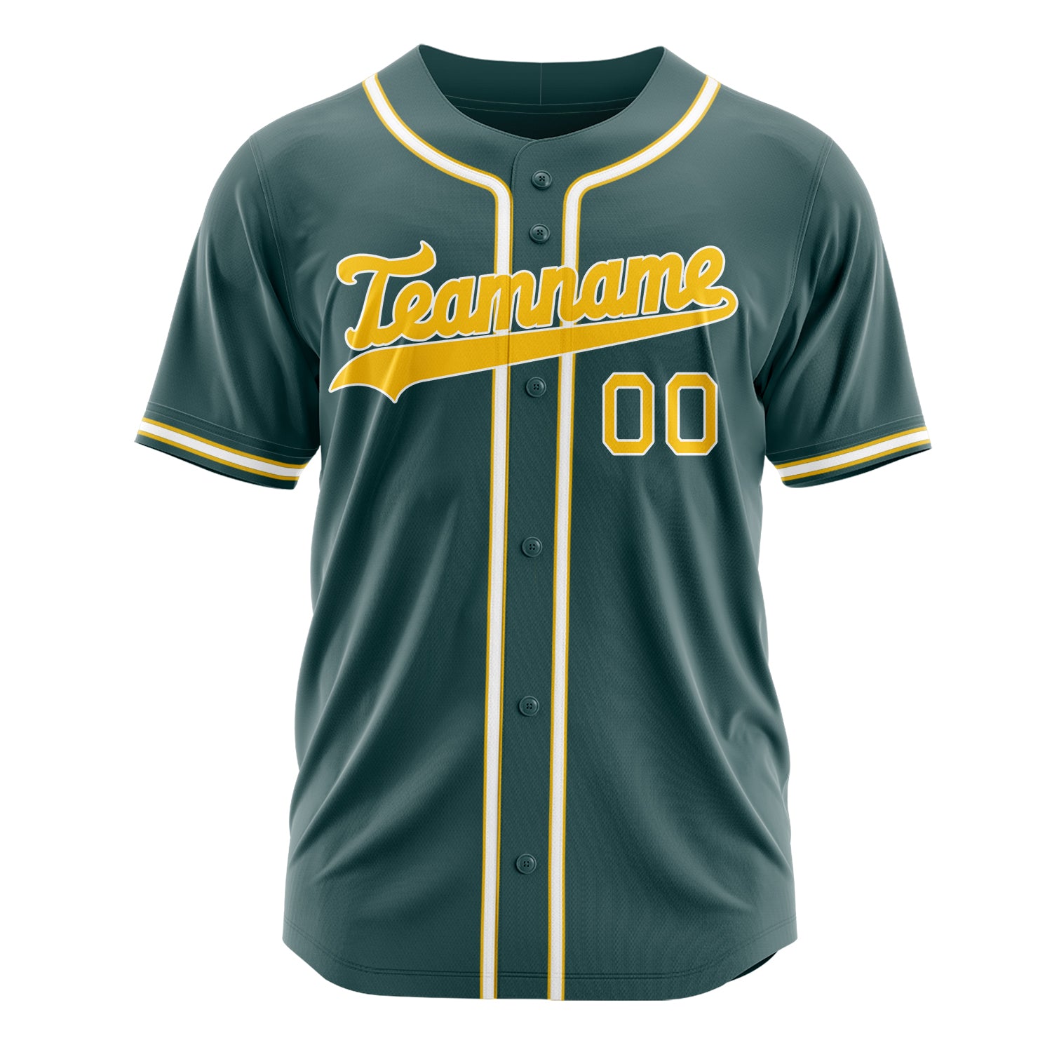 Custom Professional Midnight Green Gold Baseball Jersey