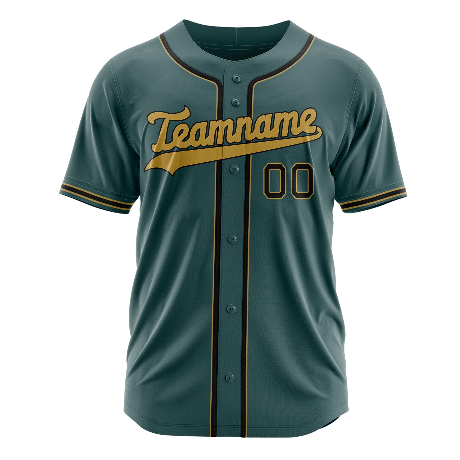 Custom Professional Midnight Green Old Gold Baseball Jersey