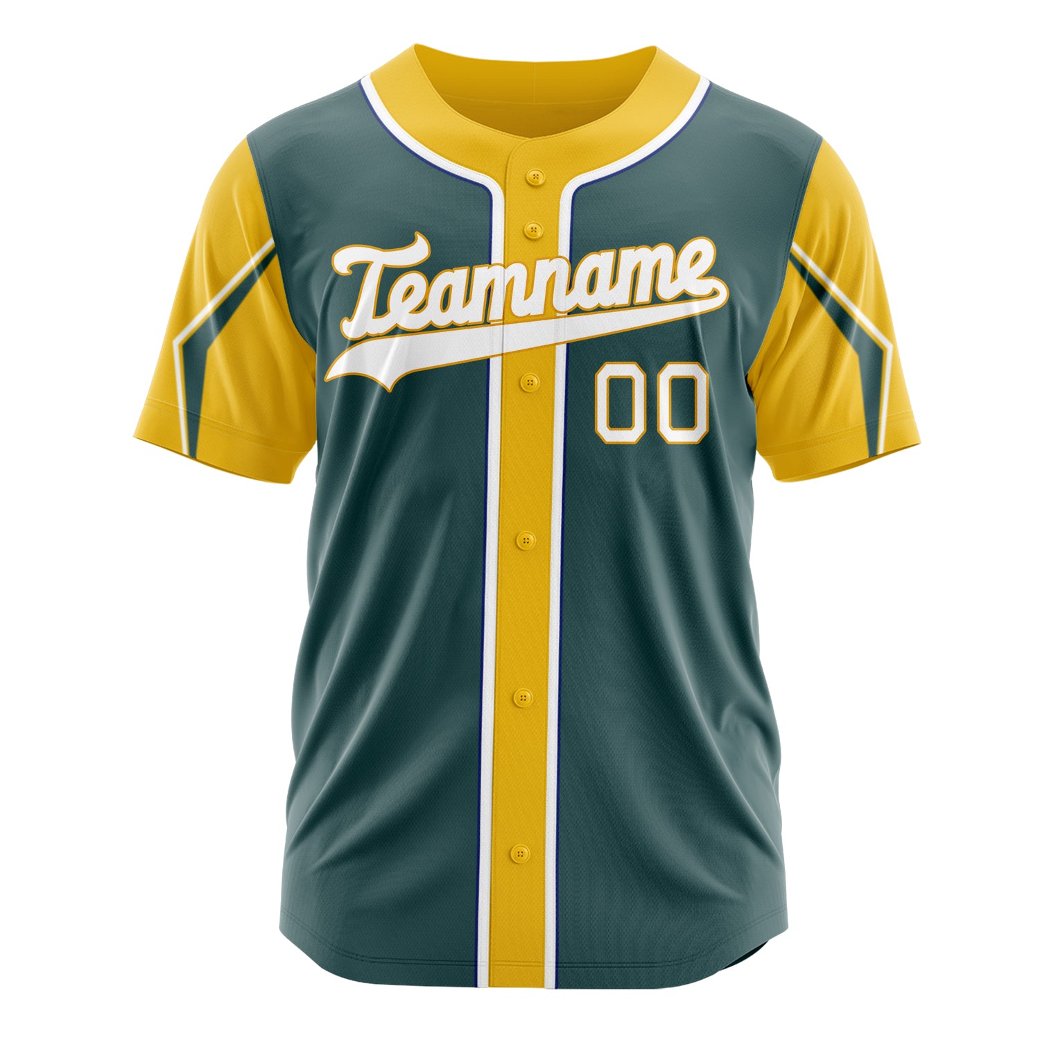 Custom Professional Midnight Green Gold Baseball Jersey