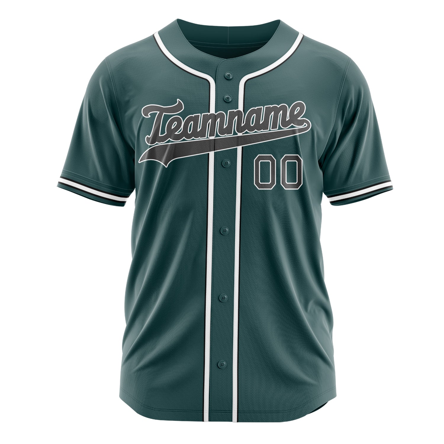 Custom Professional Midnight Green Gray Baseball Jersey