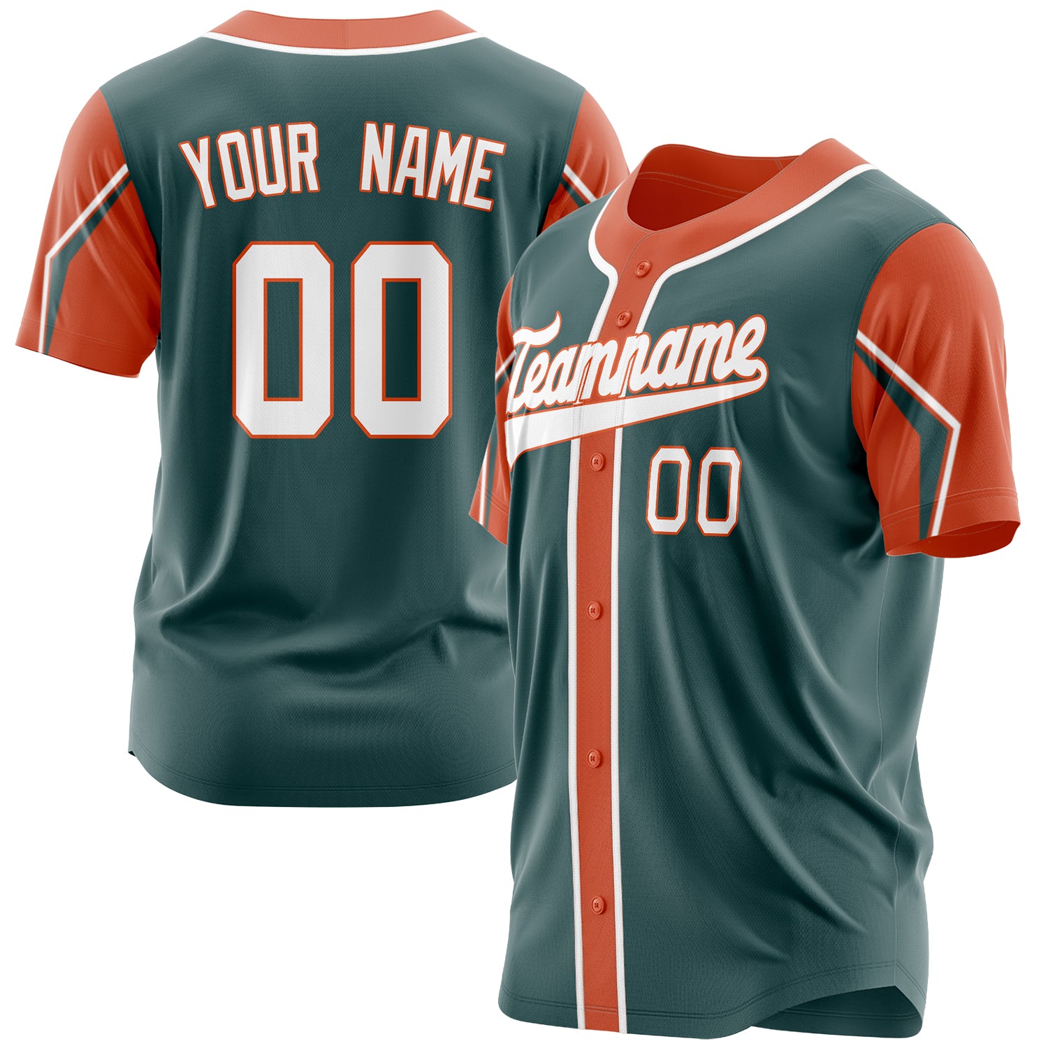 Benutzerdefiniertes Professionelles Mitternachtsgrün Orange Baseballtrikot BB03240607JZ309