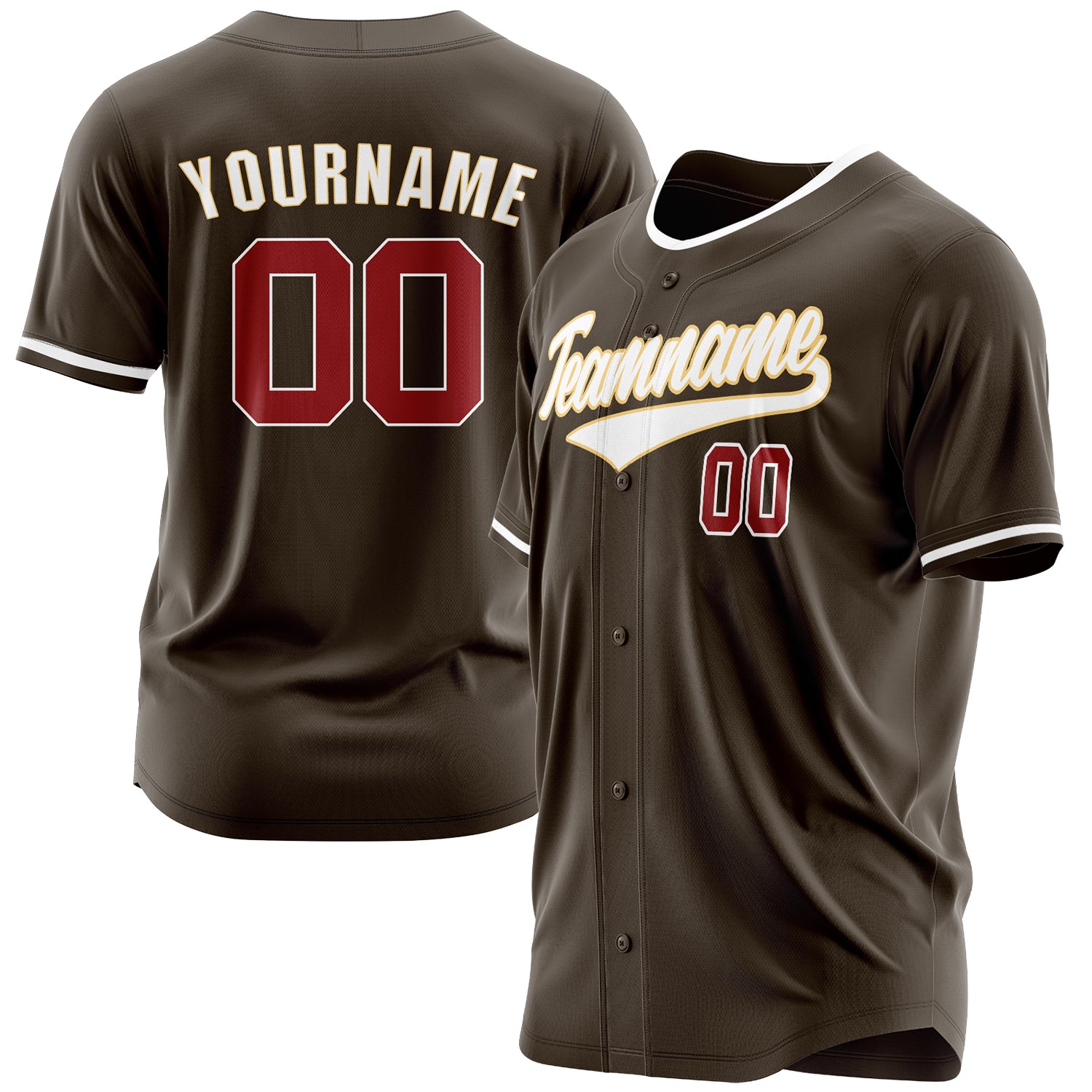 Benutzerdefiniertes Professionelles Braun Weiß Baseballtrikot BB03240607LH039