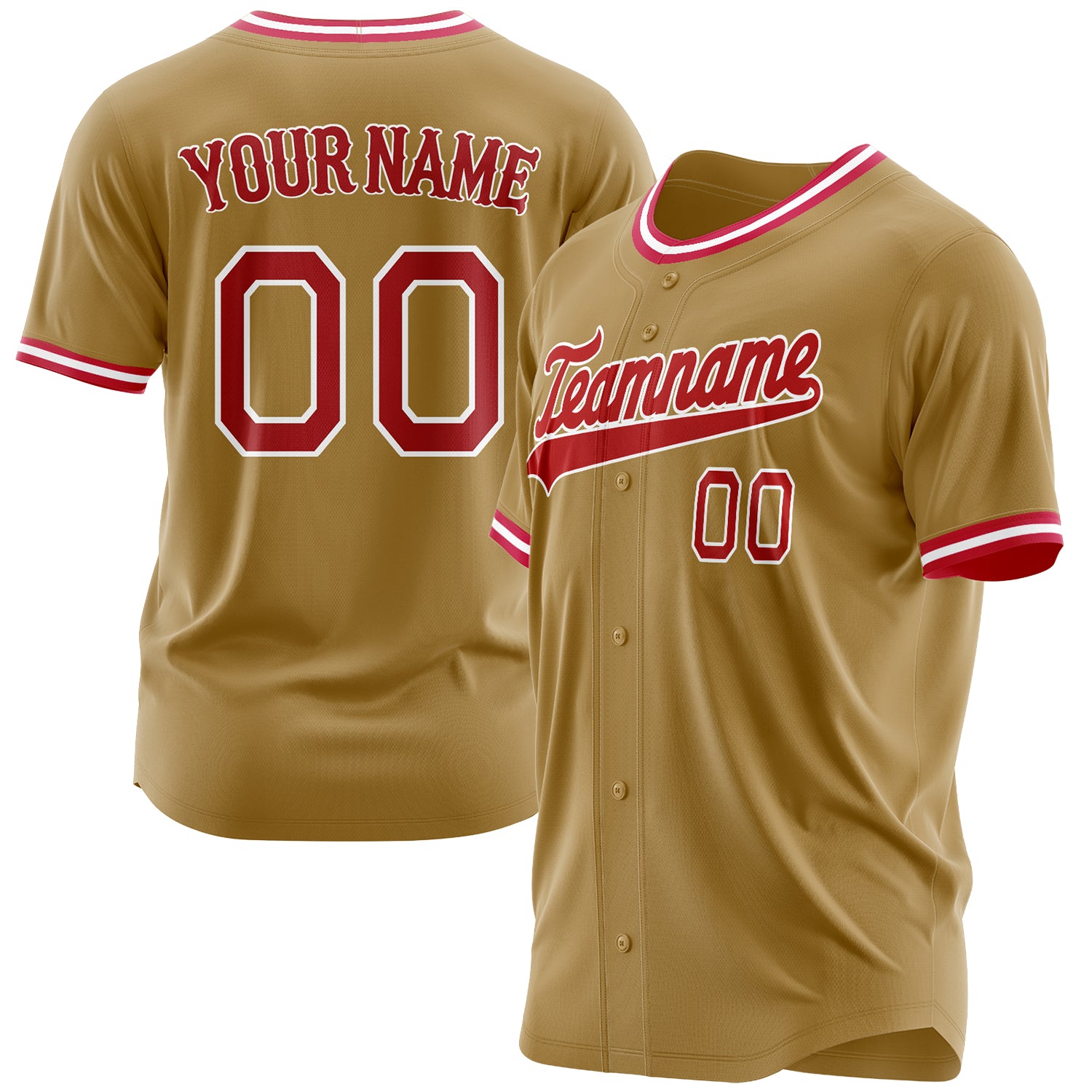 Benutzerdefiniertes Professionelles Altgold Rot Baseballtrikot BB03240607LH330