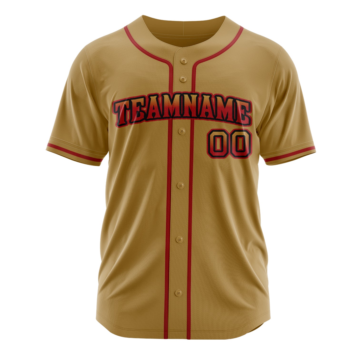 Benutzerdefiniertes Professionelles Altgold Rot Baseballtrikot