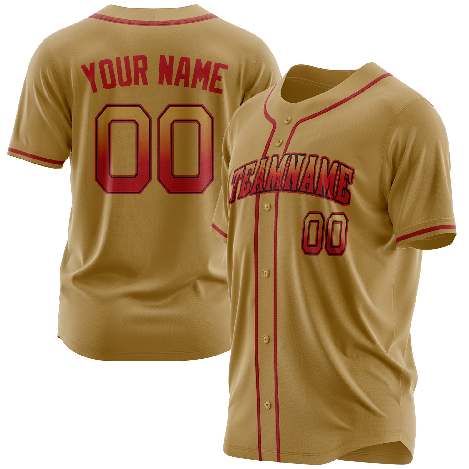Benutzerdefiniertes Professionelles Altgold Rot Baseballtrikot BB03240607LH331