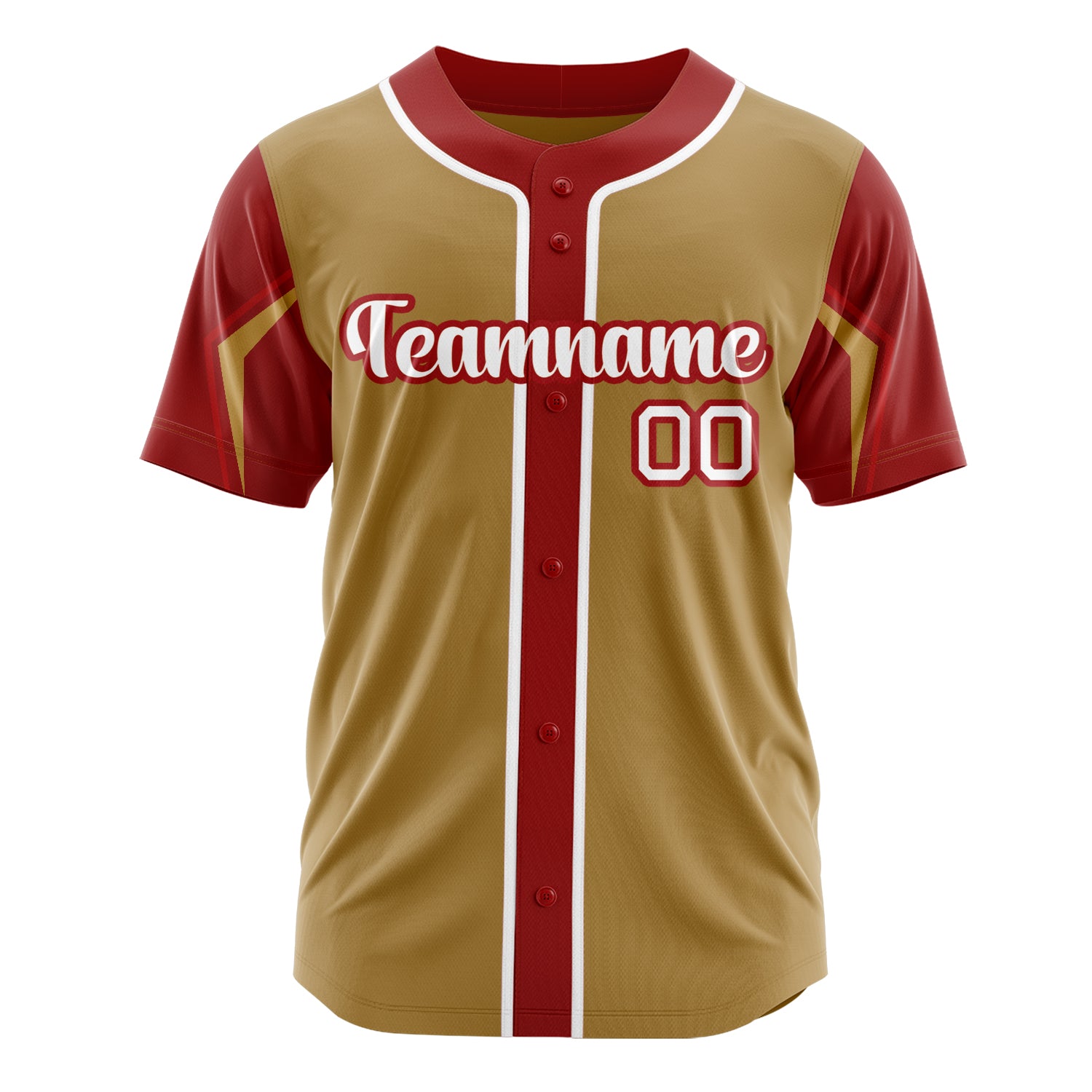 Benutzerdefiniertes Professionelles Altgold Rot Baseballtrikot