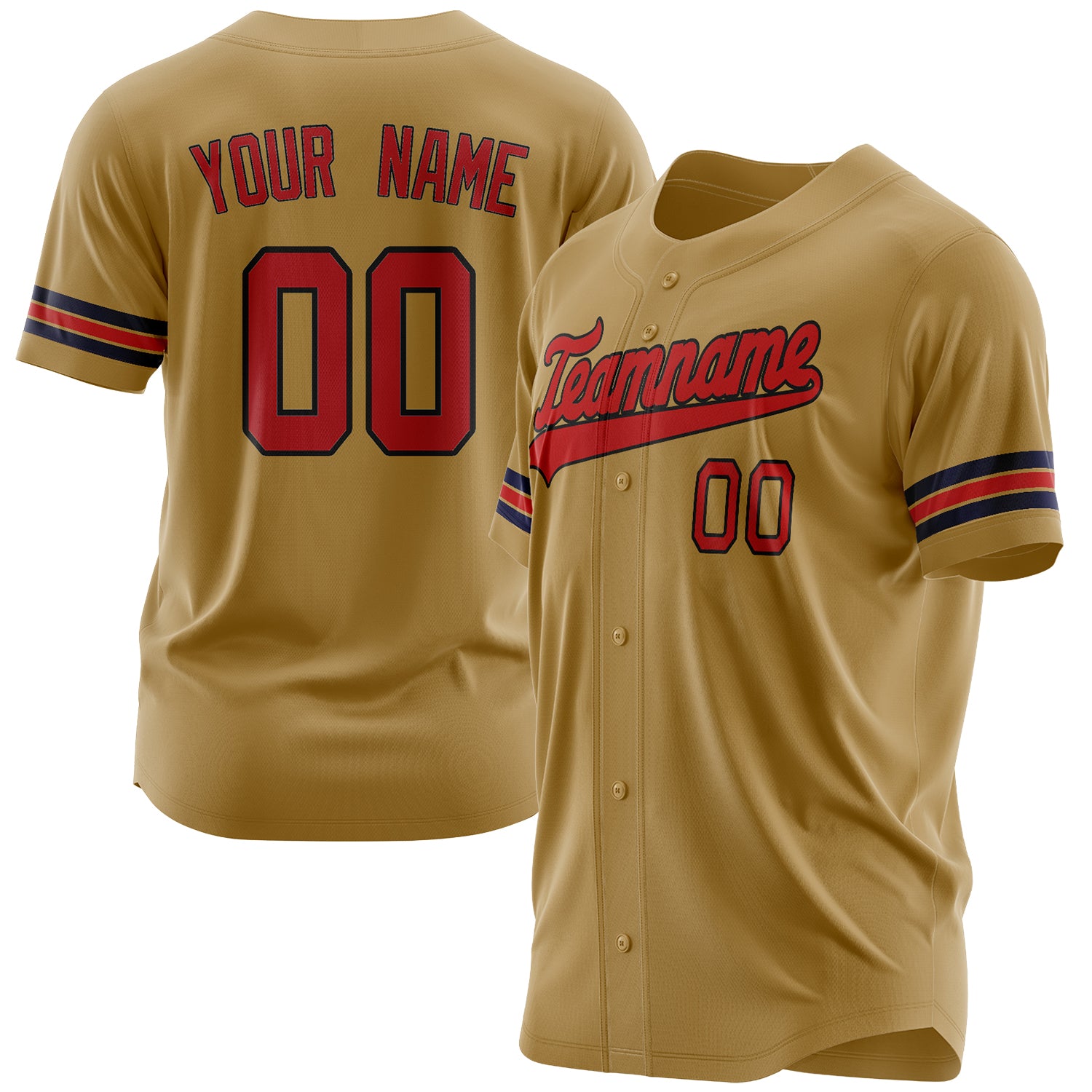 Benutzerdefiniertes Professionelles Altgold Rot Baseballtrikot BB03240607LH337