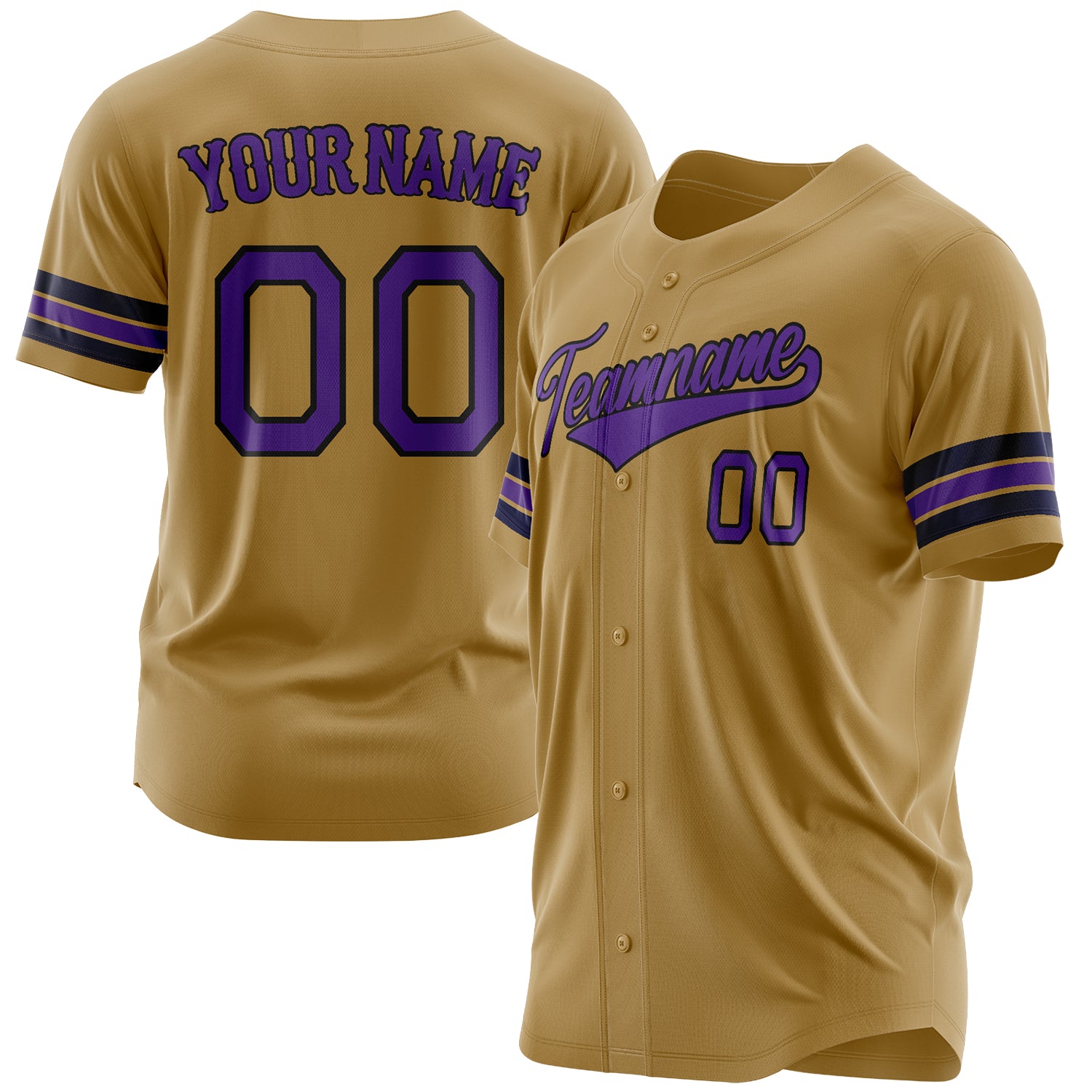 Benutzerdefiniertes Professionelles Altgold Lila Baseballtrikot BB03240607LH339