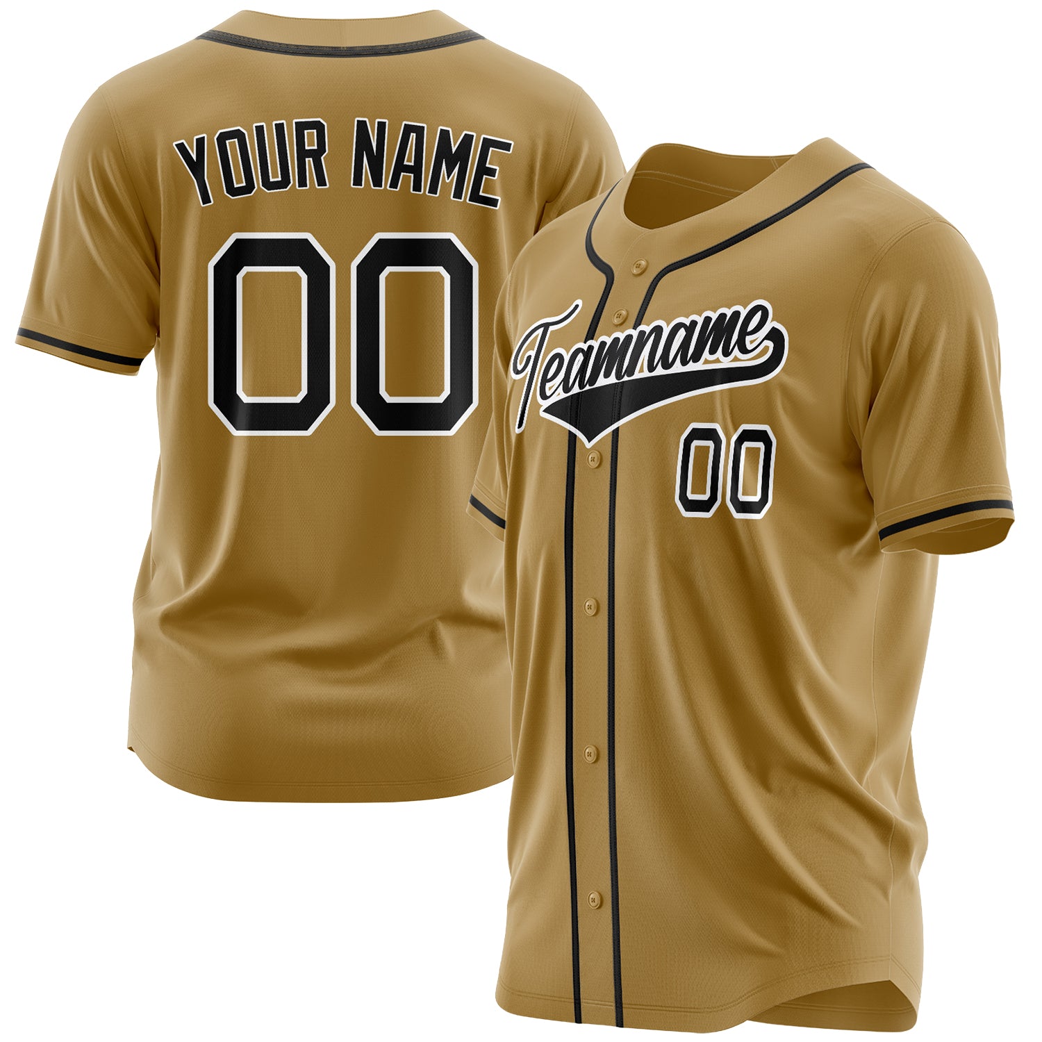 Benutzerdefiniertes Professionelles Altgold Schwarz Baseballtrikot BB03240607LH343