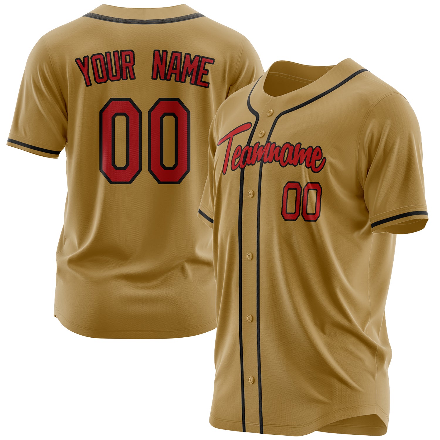 Benutzerdefiniertes Professionelles Altgold Rot Baseballtrikot BB03240607LH344