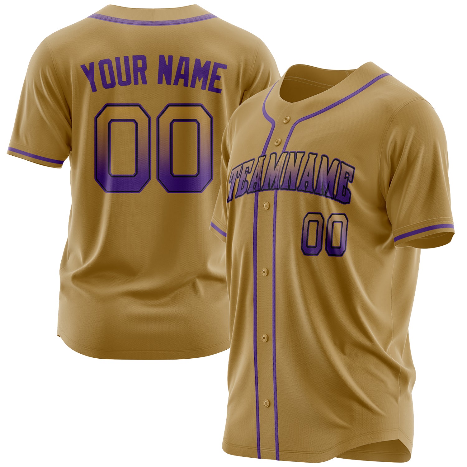 Benutzerdefiniertes Professionelles Altgold Lila Baseballtrikot BB03240607LH349