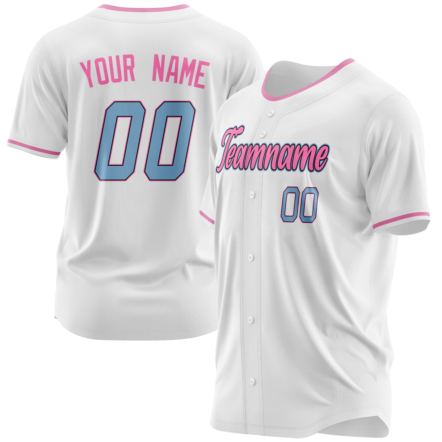 Benutzerdefiniertes Professionelles Weiß Rosa Baseballtrikot BB03240607LH360