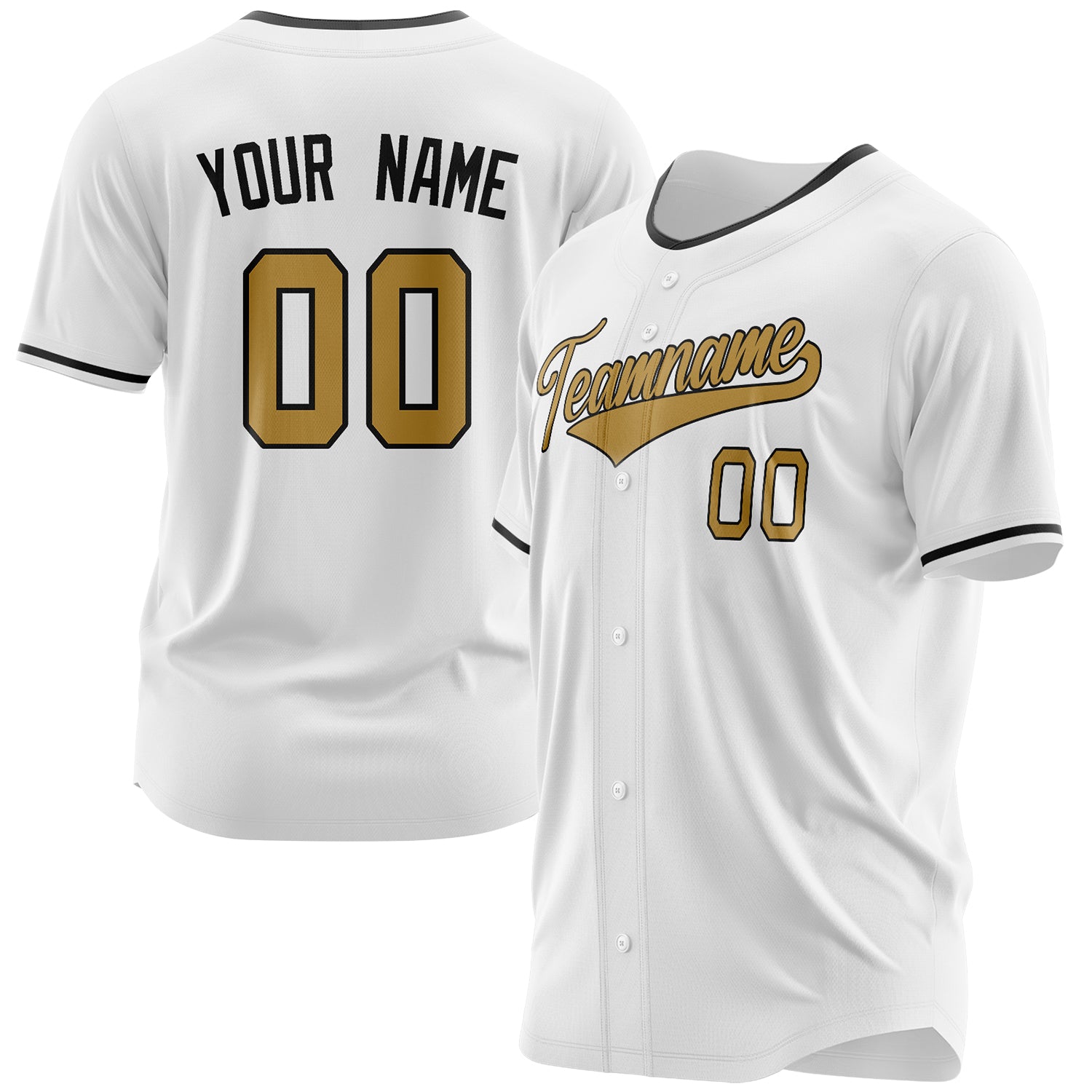 Benutzerdefiniertes Professionelles Weiß Altgold Baseballtrikot BB03240607LH362