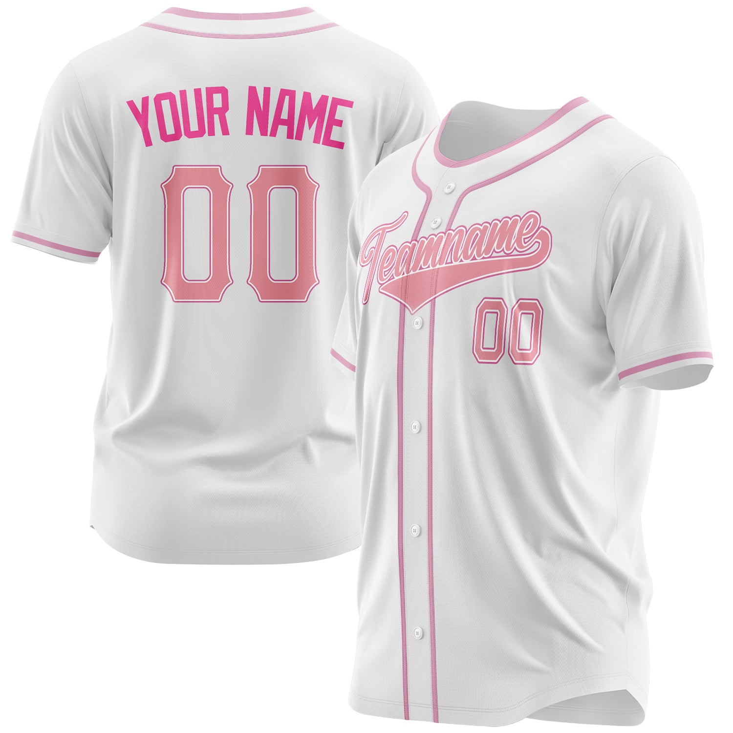 Benutzerdefiniertes Professionelles Weiß Rosa Baseballtrikot BB03240607LH366