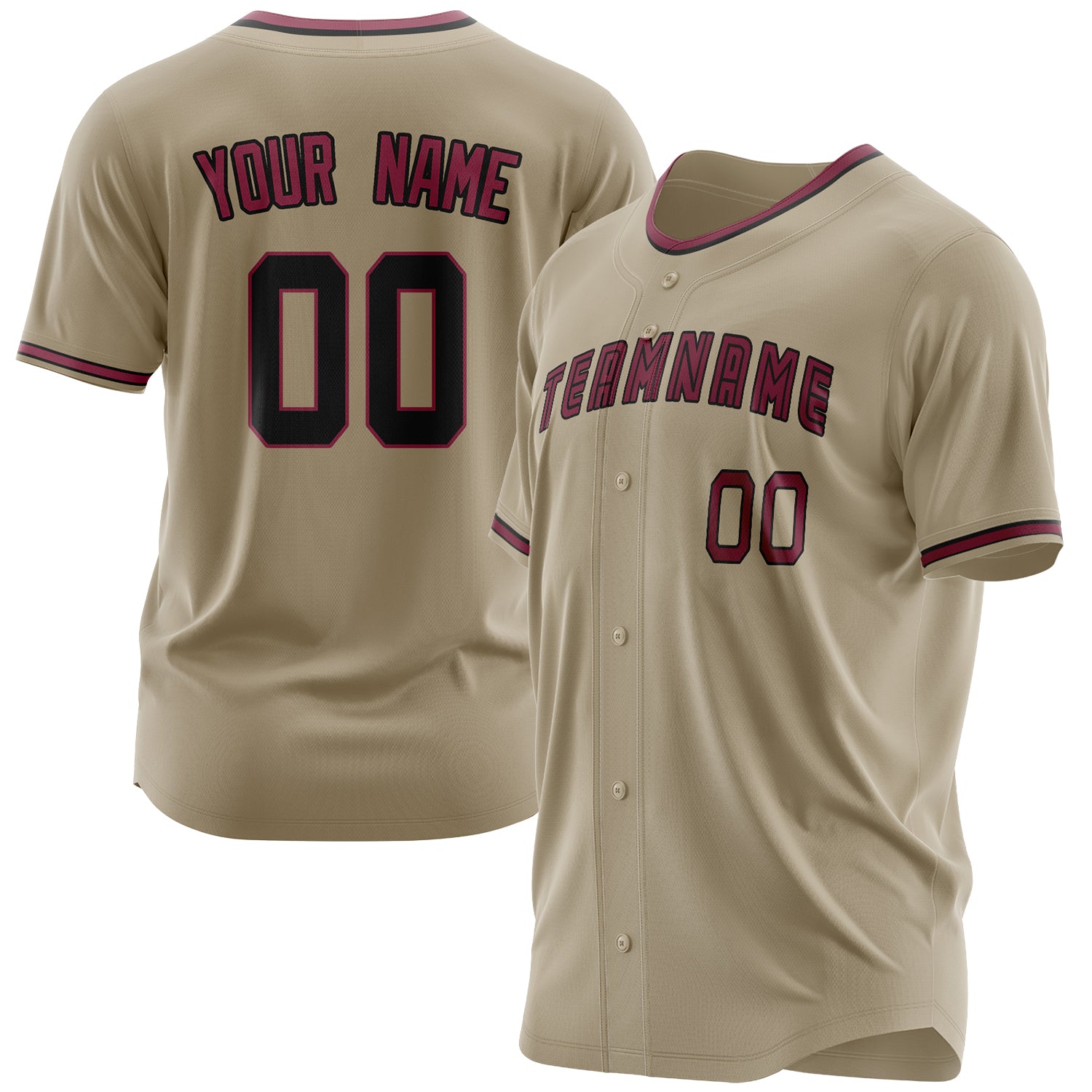 Benutzerdefiniertes Professionelles Sand Karmesinrot Baseballtrikot BB03240607LJ202