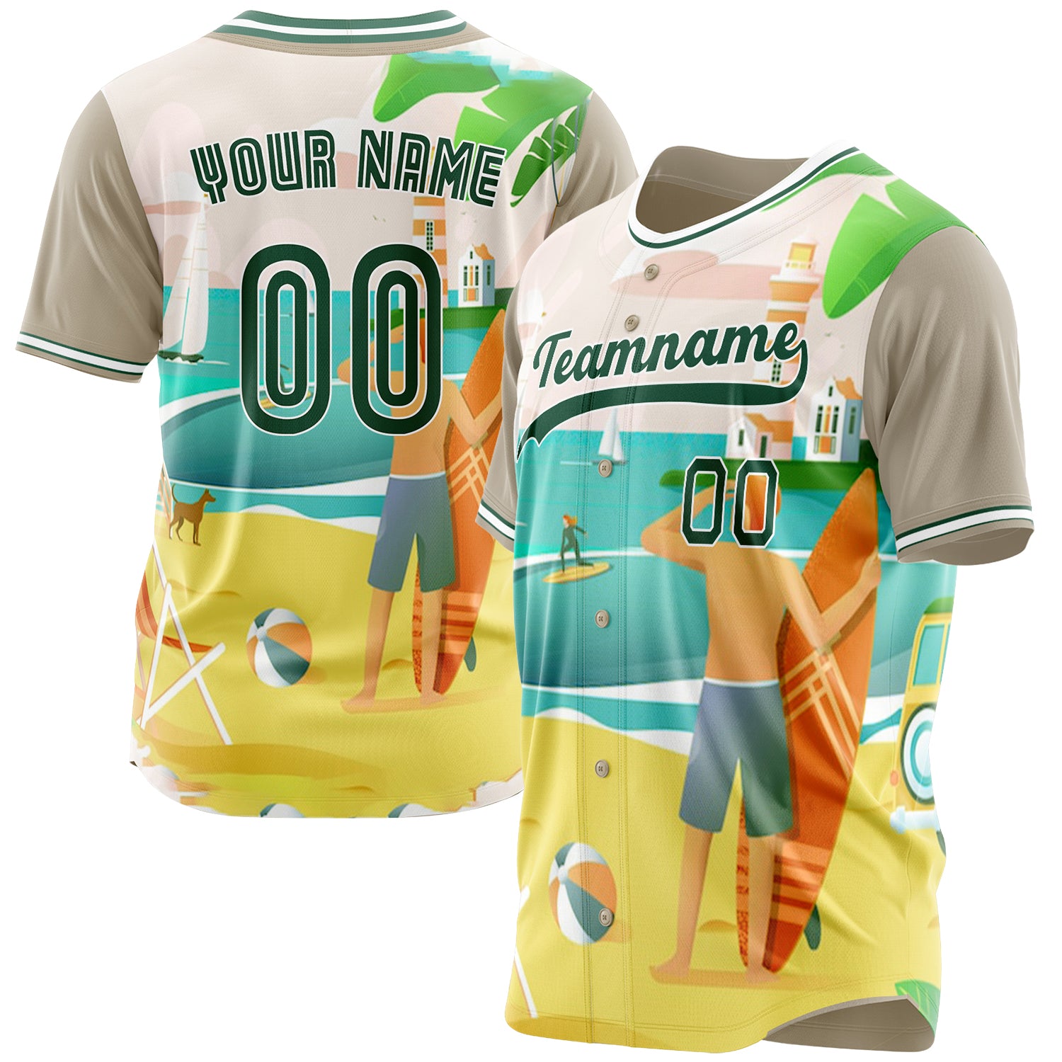 Benutzerdefiniertes Professionelles Sand Kelly Grün Baseballtrikot BB03240607LJ205