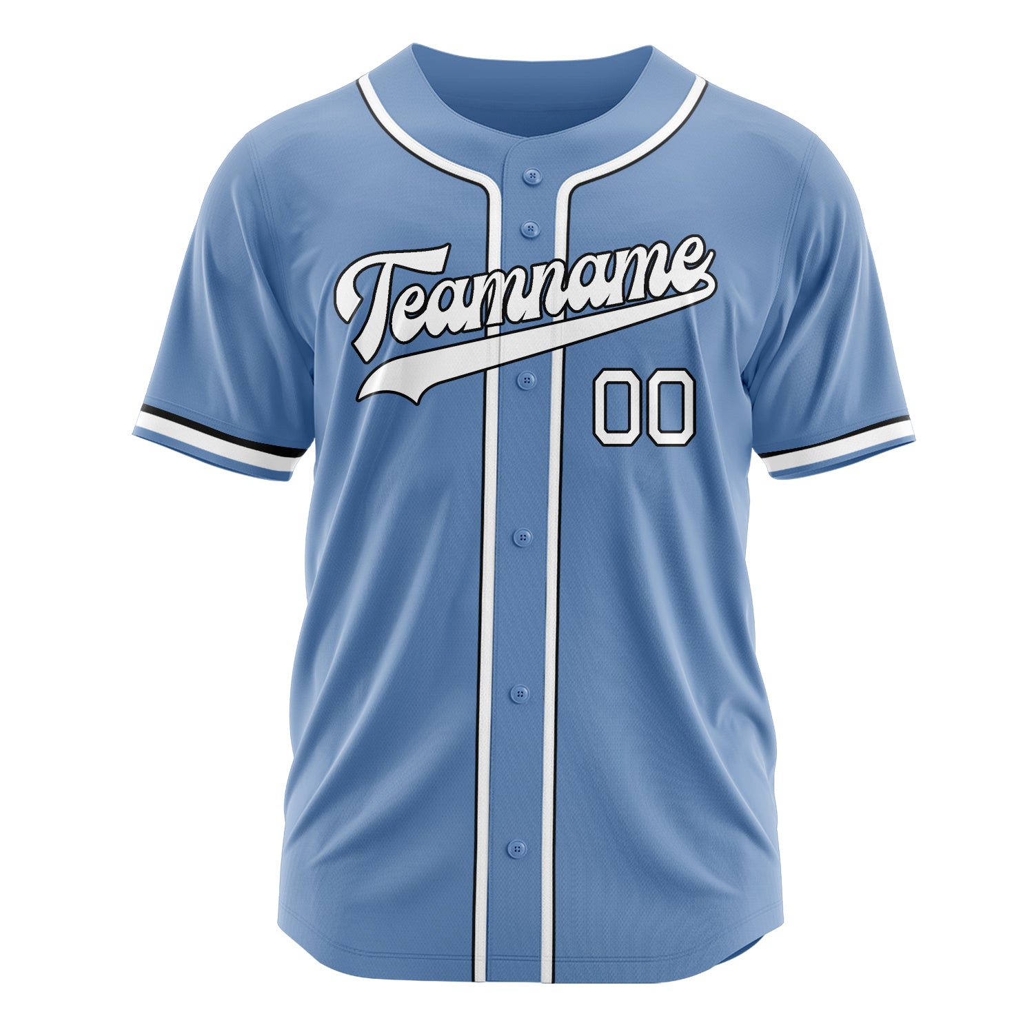 Benutzerdefiniertes Professionelles Hellblau Weiß Baseballtrikot