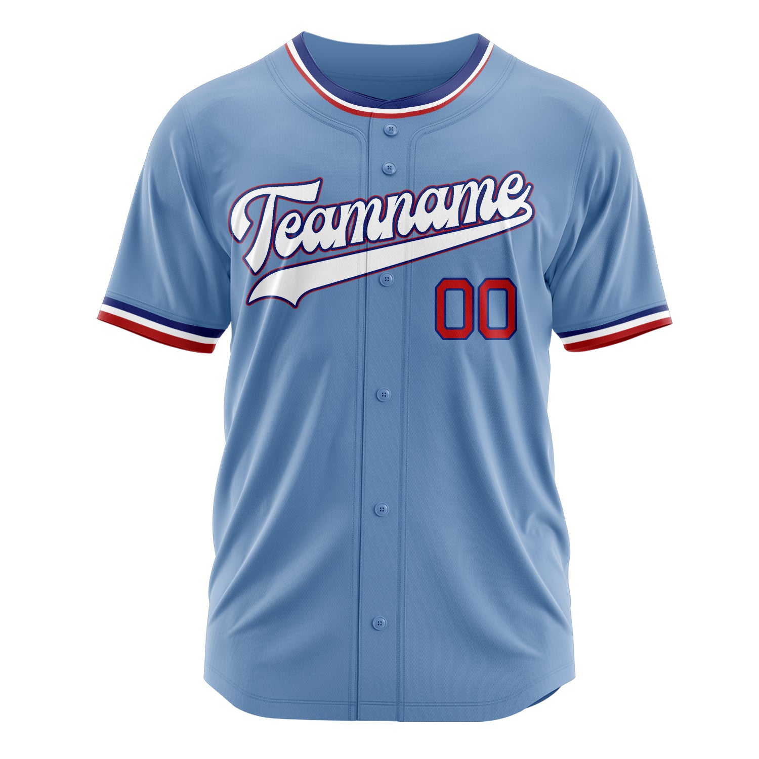 Benutzerdefiniertes Professionelles Hellblau Weiß Baseballtrikot