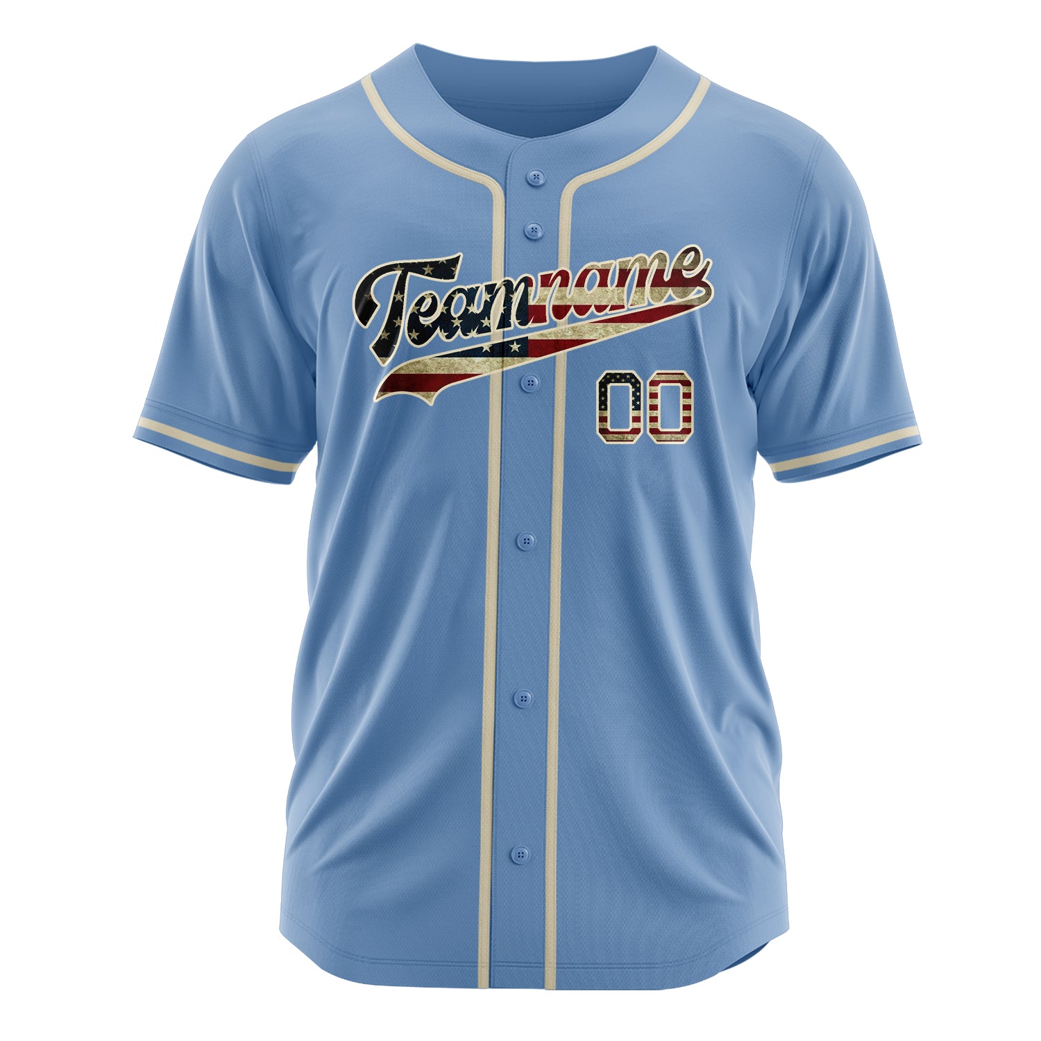 Benutzerdefiniertes Professionelles Hellblau Creme Baseballtrikot