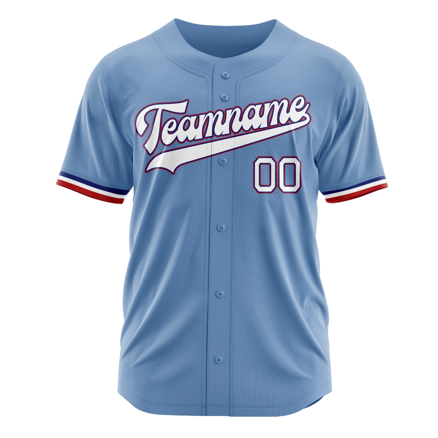 Benutzerdefiniertes Professionelles Hellblau Weiß Baseballtrikot
