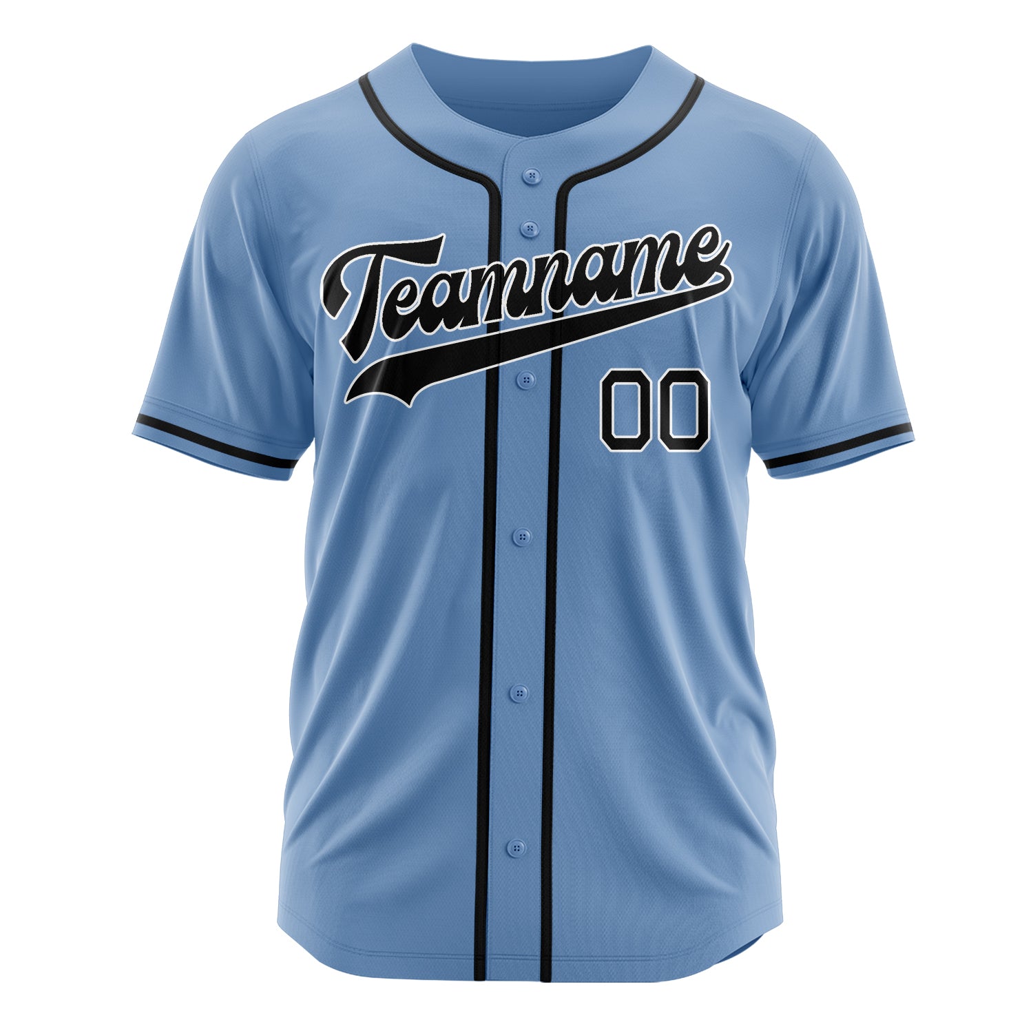 Custom Professional Light Blue Black Baseball Jersey
