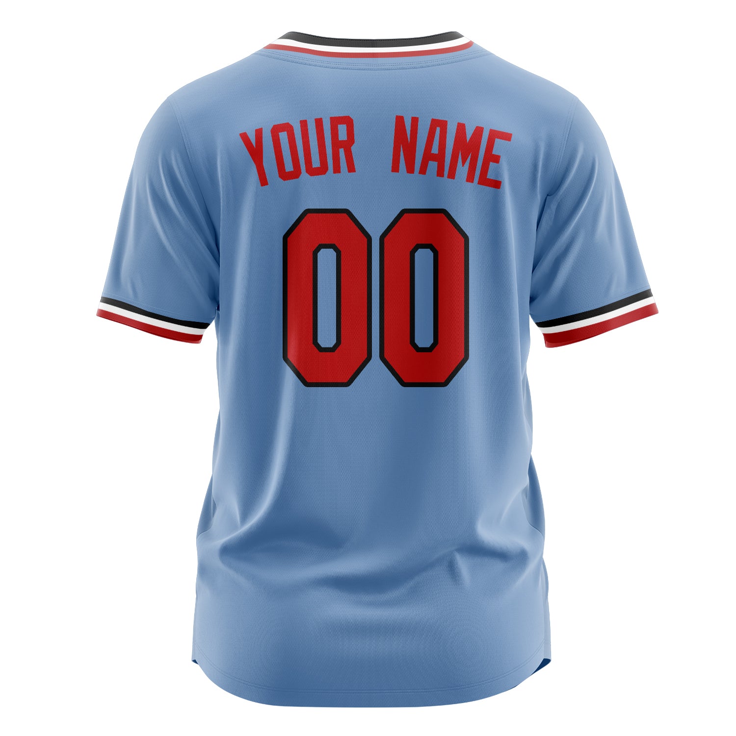 Custom Professional Light Blue Red Baseball Jersey