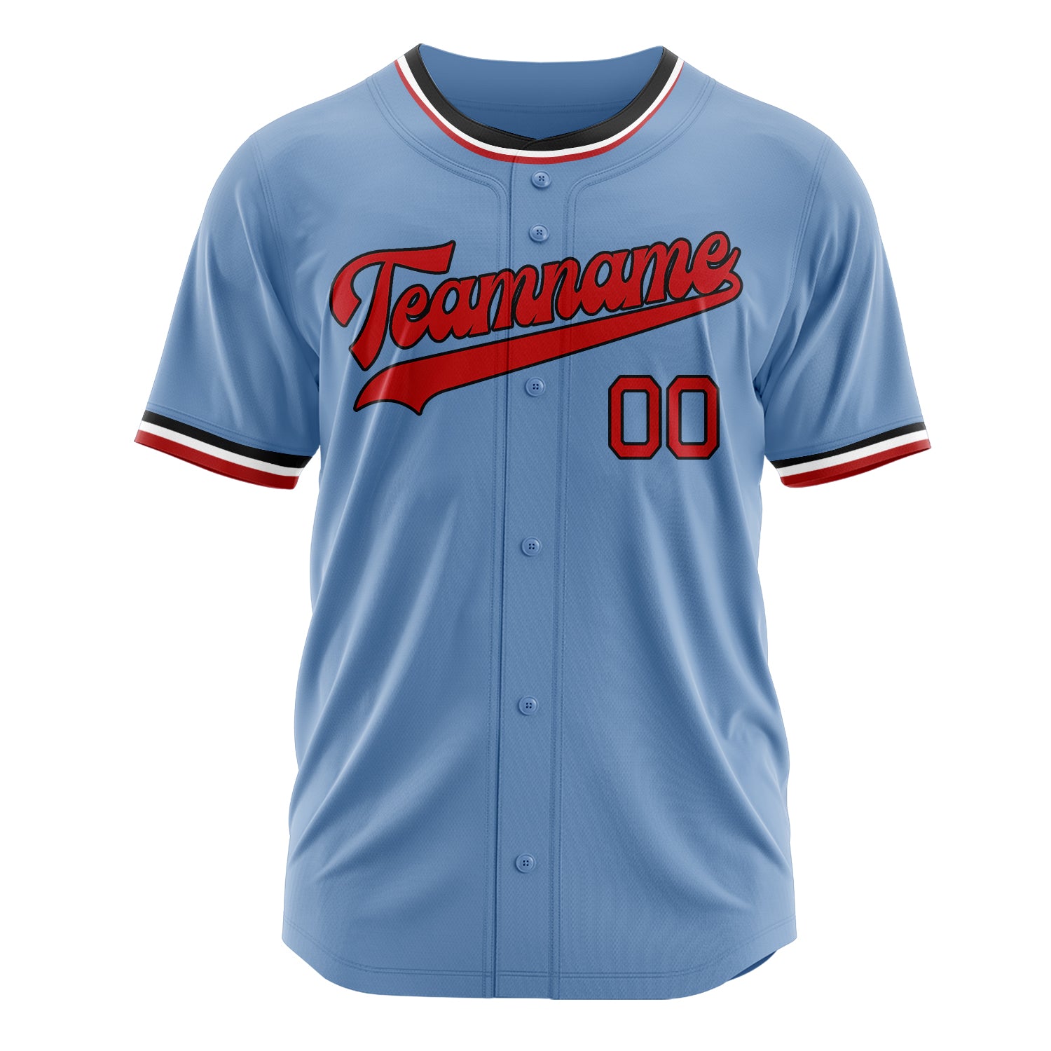 Custom Professional Light Blue Red Baseball Jersey