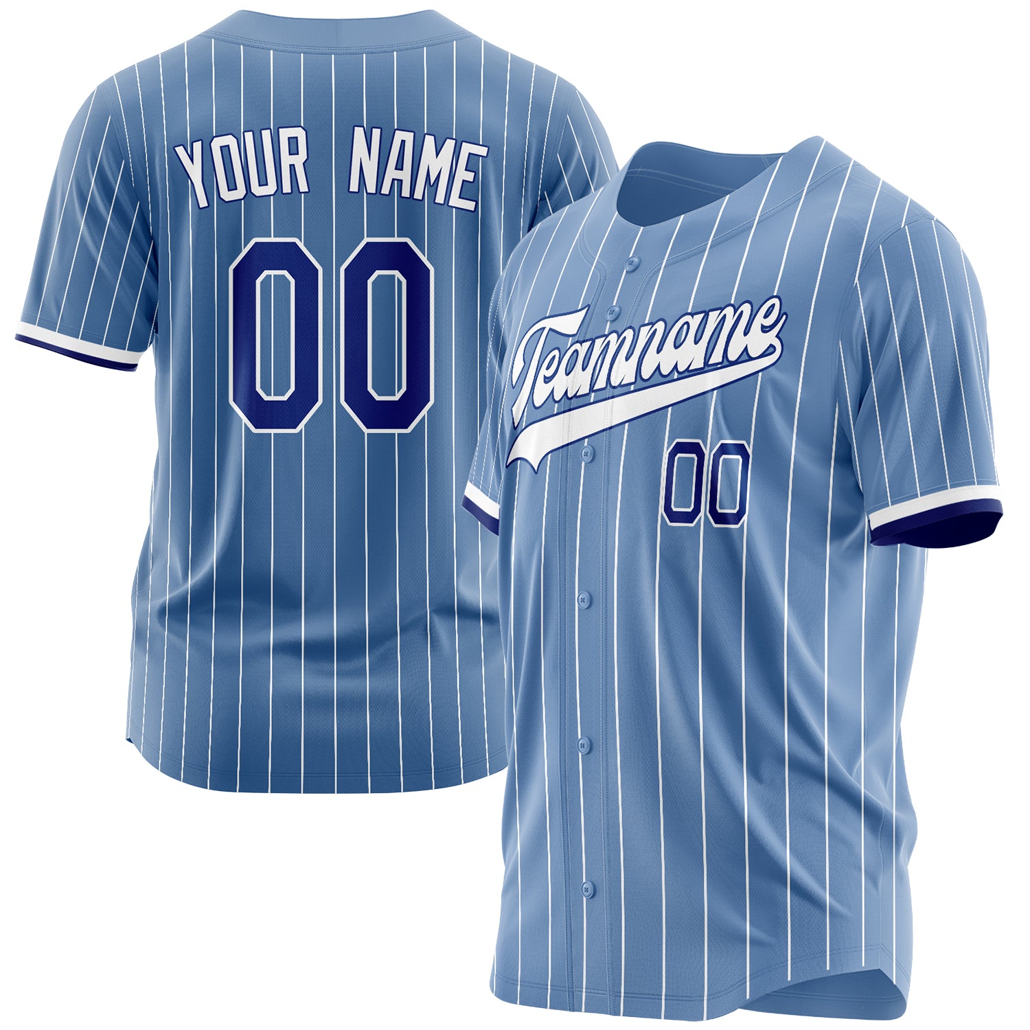 Benutzerdefiniertes Professionelles Hellblau Weiß Baseballtrikot BB03240607LJ261