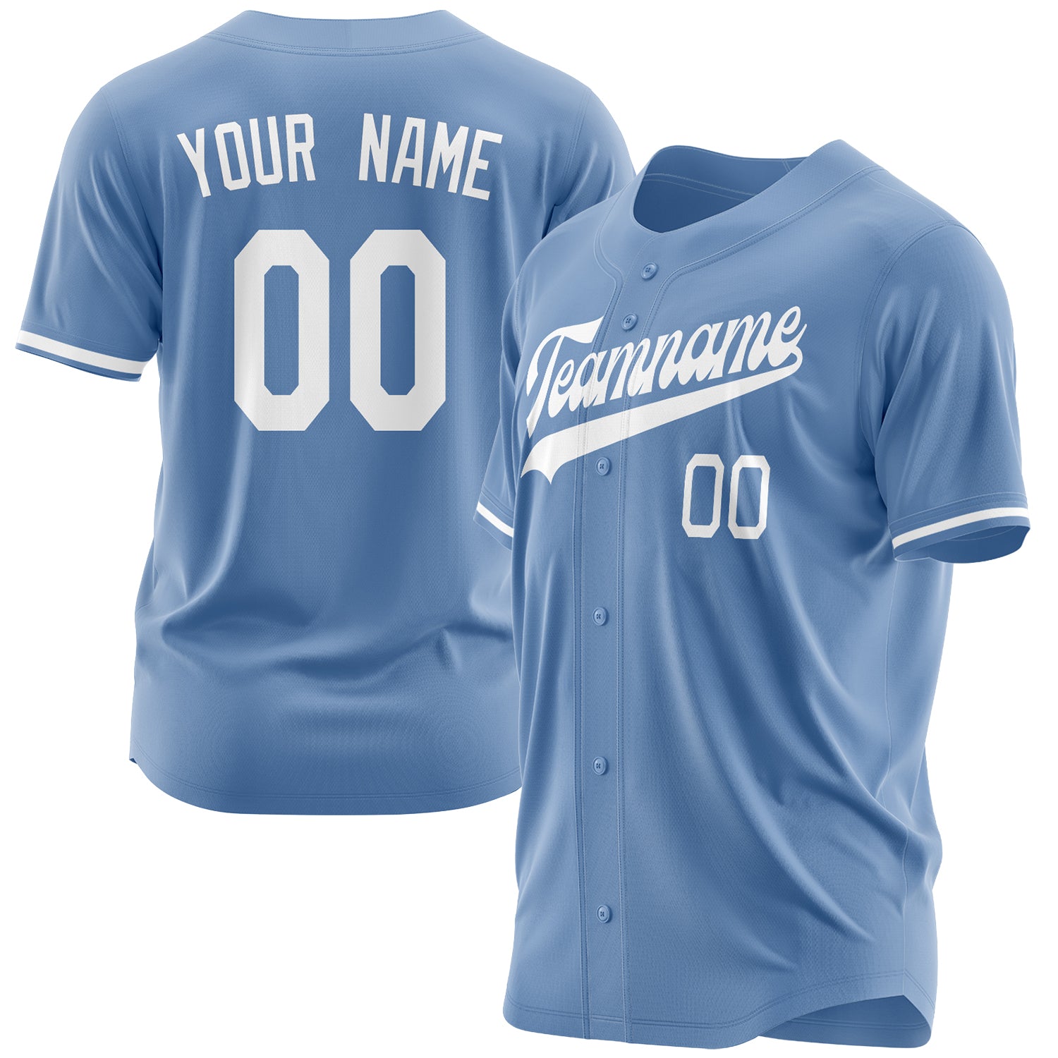 Benutzerdefiniertes Professionelles Hellblau Weiß Baseballtrikot BB03240607LJ263