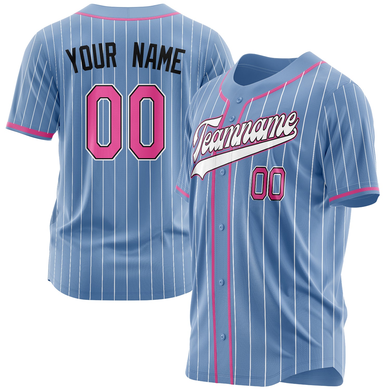 Benutzerdefiniertes Professionelles Hellblau Rosa Baseballtrikot BB03240607LJ265