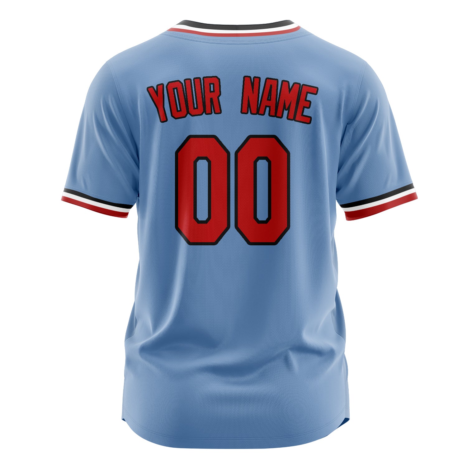 Custom Professional Light Blue Red Baseball Jersey