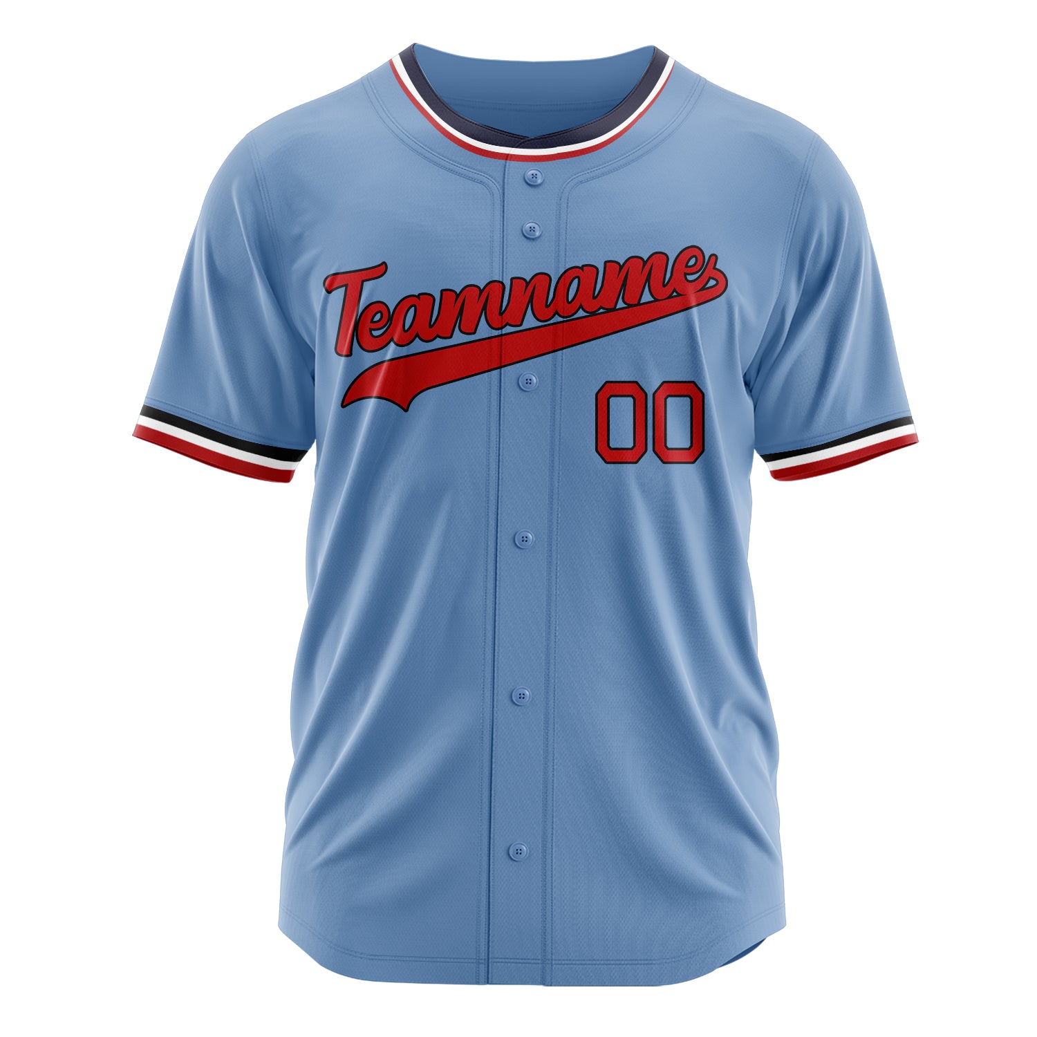 Custom Professional Light Blue Red Baseball Jersey