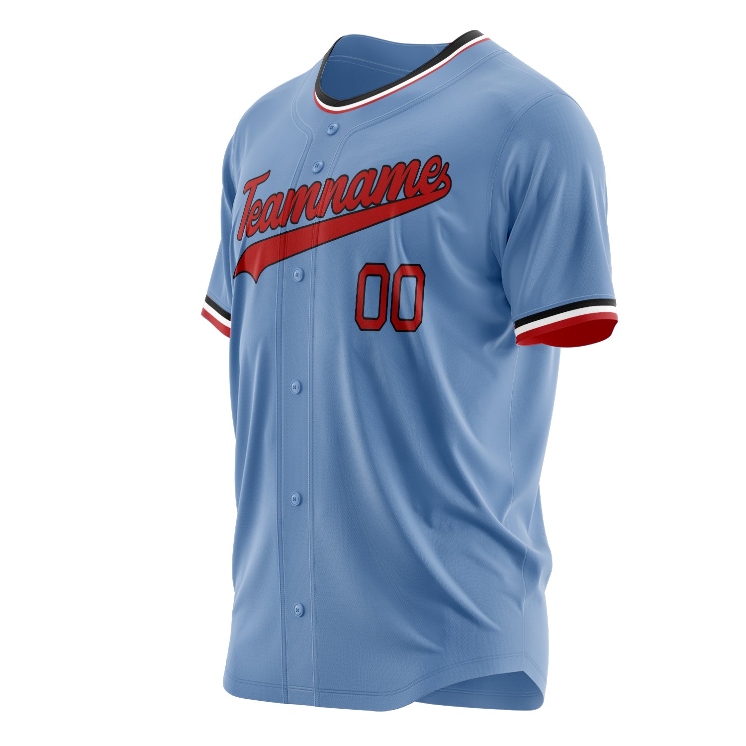 Custom Professional Light Blue Red Baseball Jersey