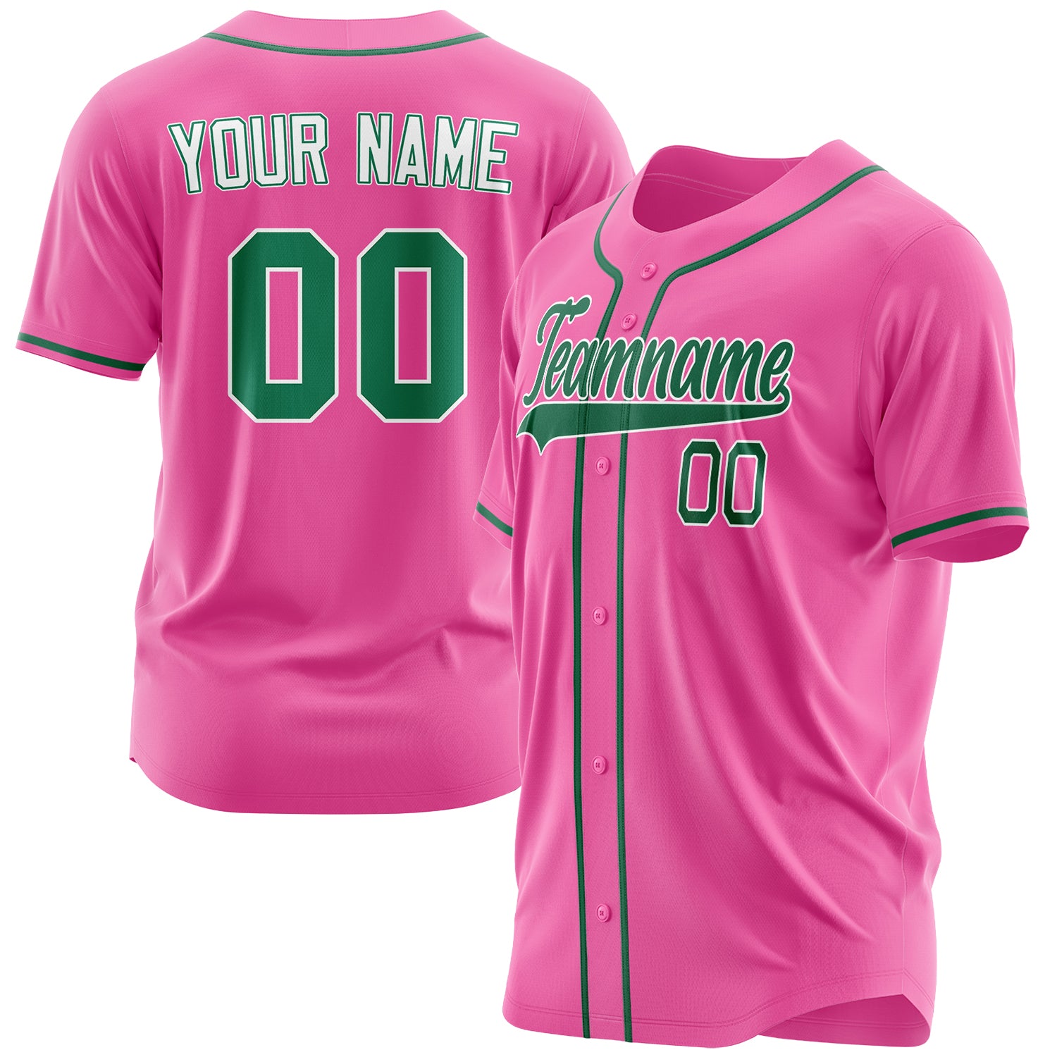 Benutzerdefiniertes Professionelles Rosa Kelly Grün Baseballtrikot BB03240607WX151