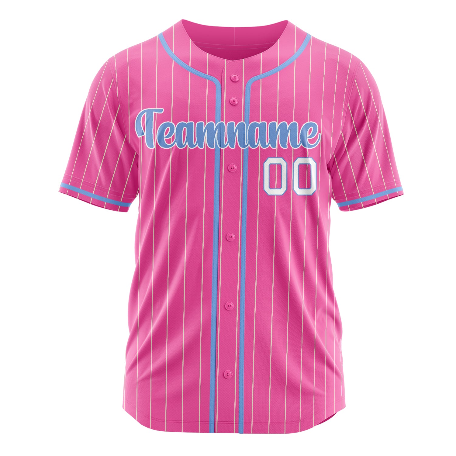 Custom Professional Pink Light Blue Baseball Jersey