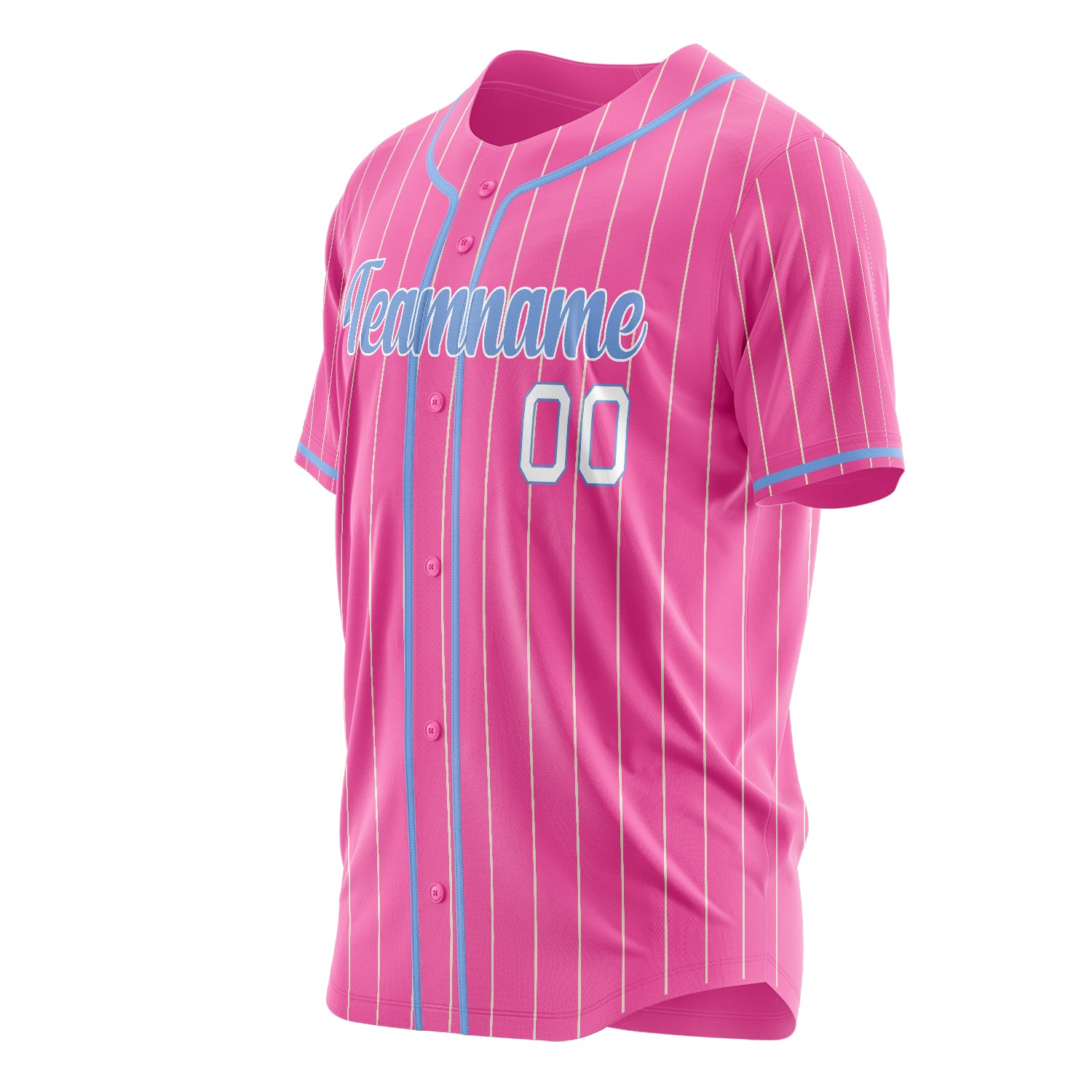 Custom Professional Pink Light Blue Baseball Jersey