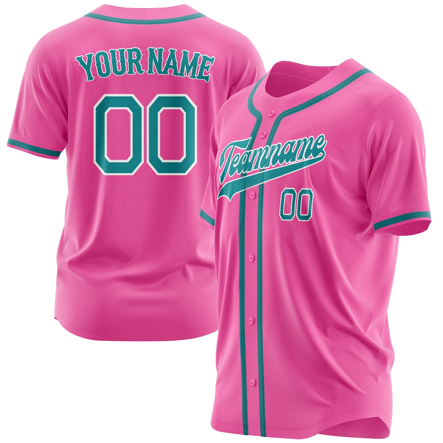 Benutzerdefiniertes Professionelles Rosa Blaugrün Baseballtrikot BB03240607WX157