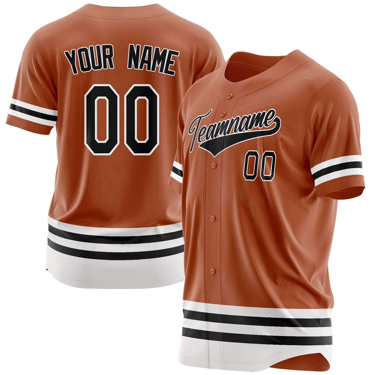 Benutzerdefiniertes Professionelles Texas Orange Schwarz Baseballtrikot BB03240607WY231