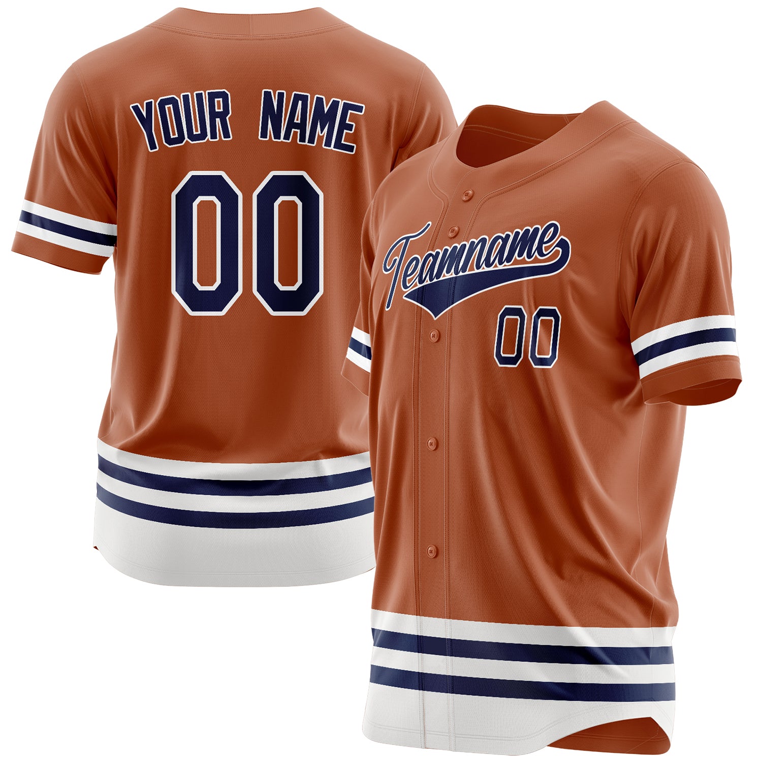 Benutzerdefiniertes Professionelles Texas Orange Marineblau Baseballtrikot BB03240607WY242