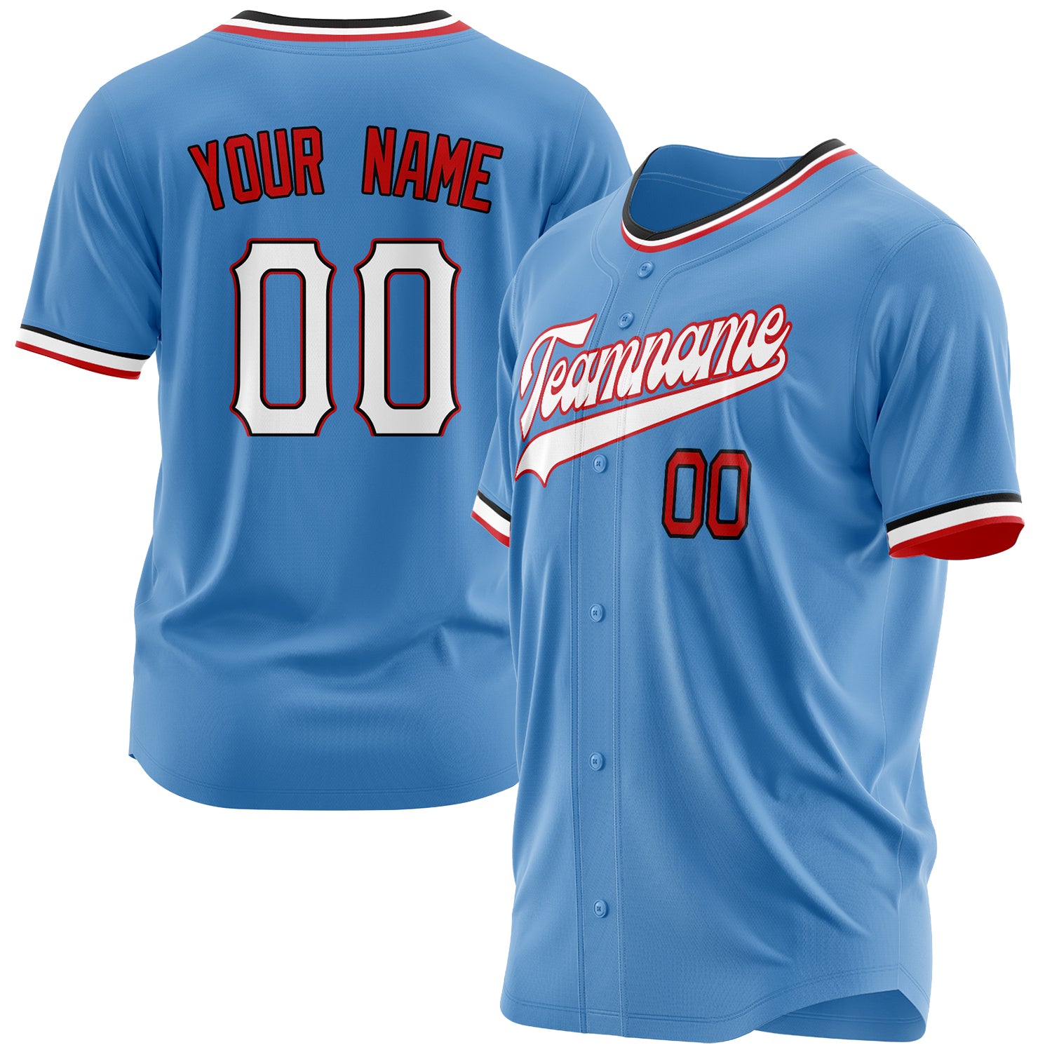 Benutzerdefiniertes Professionelles Puderblau Weiß Baseballtrikot BB03240607XJ160