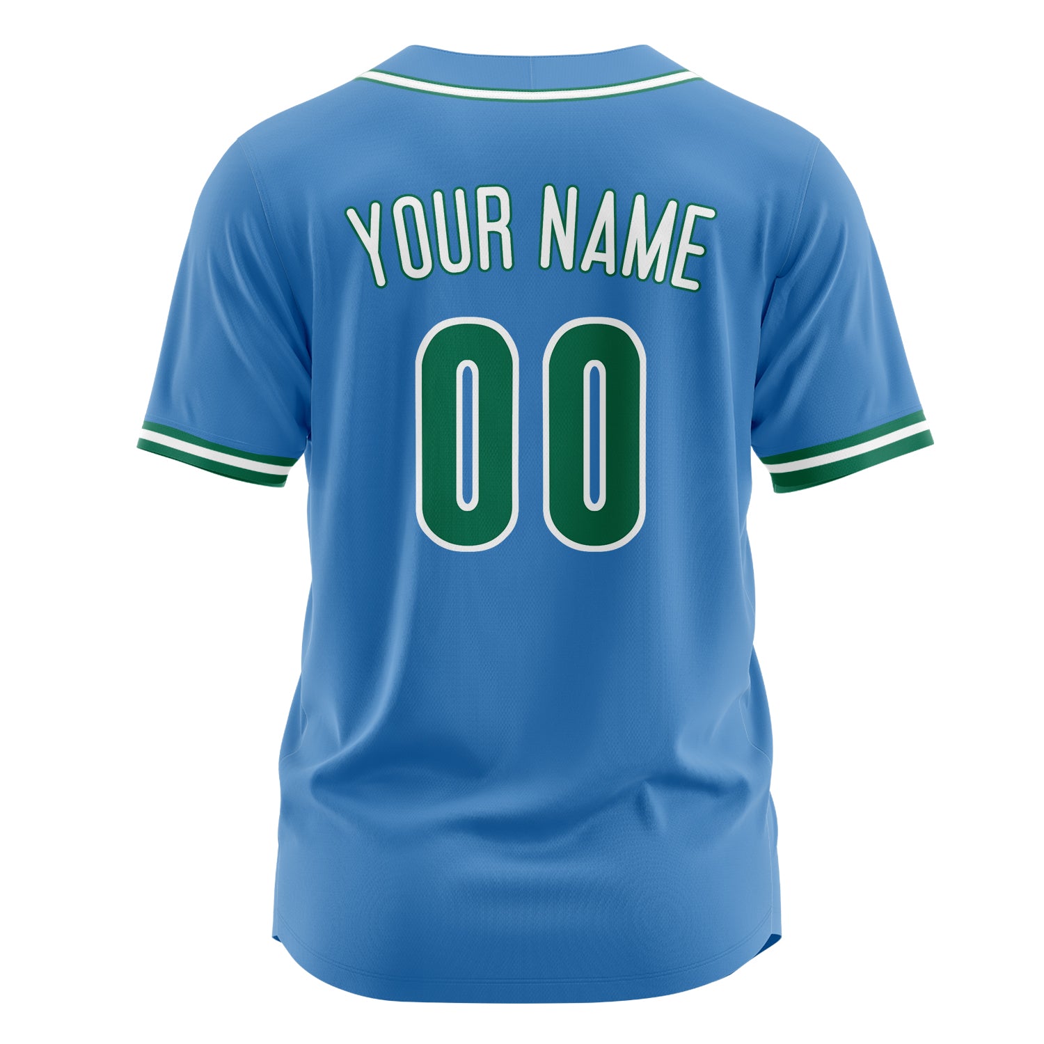 Custom Professional Powder Blue Kelly Green Baseball Jersey