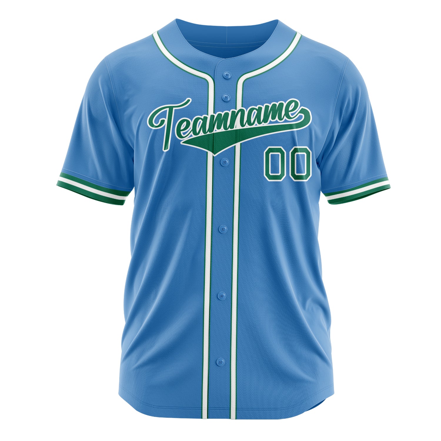 Custom Professional Powder Blue Kelly Green Baseball Jersey