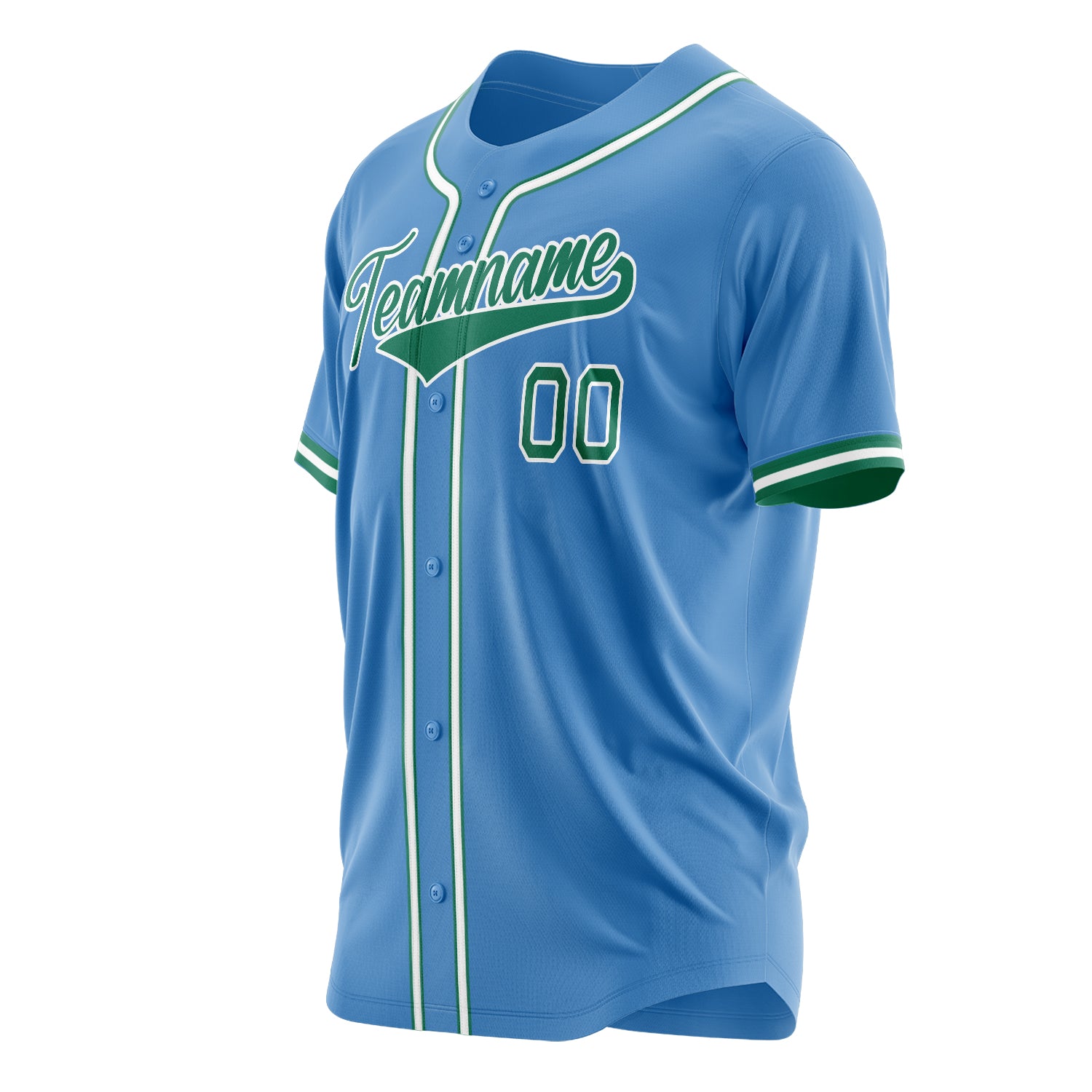 Custom Professional Powder Blue Kelly Green Baseball Jersey