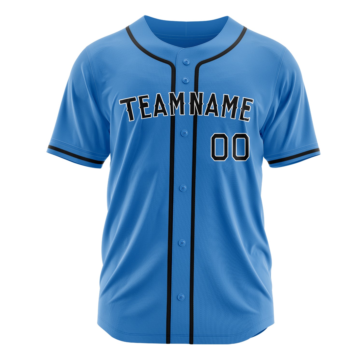 Custom Professional Powder Blue Black Baseball Jersey