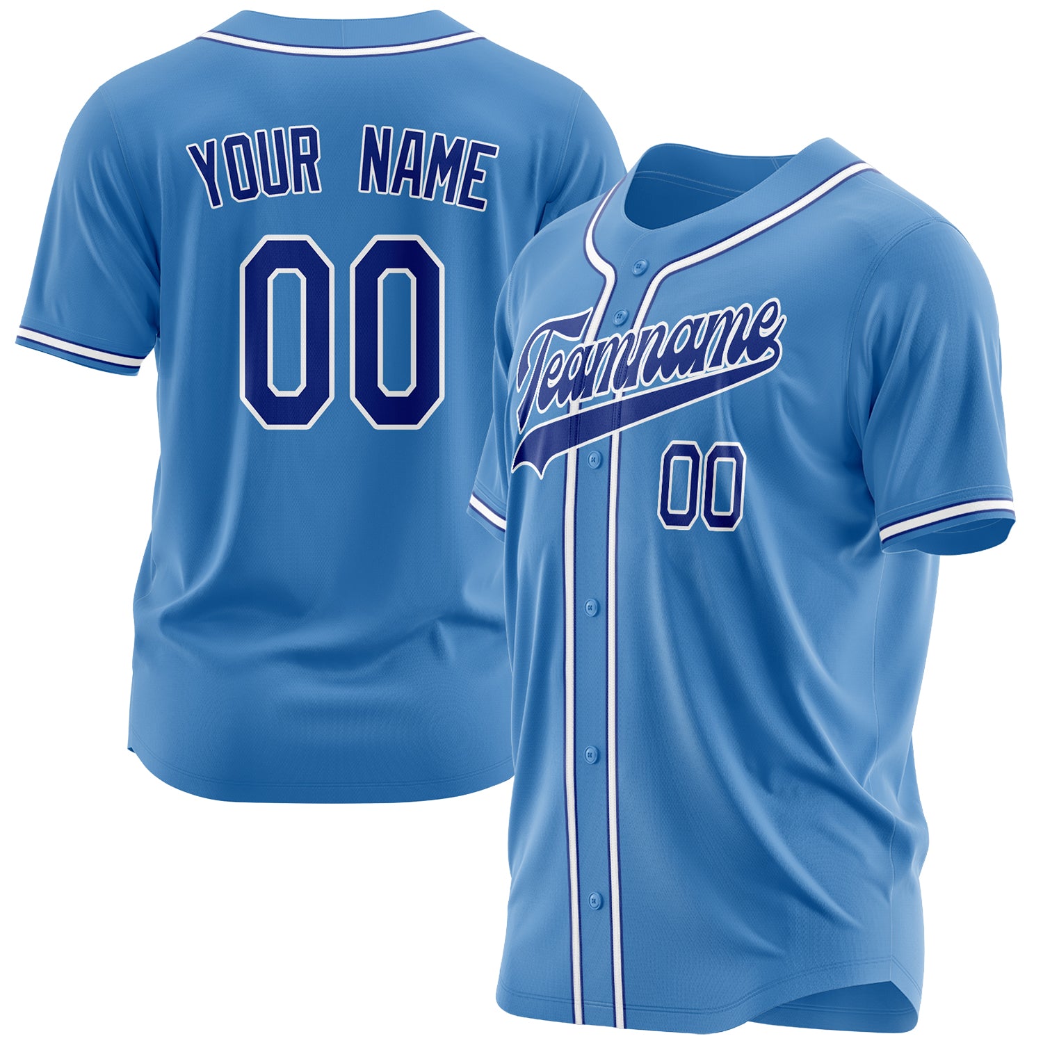 Benutzerdefiniertes Professionelles Puderblau Königsblau Baseballtrikot BB03240607XJ170